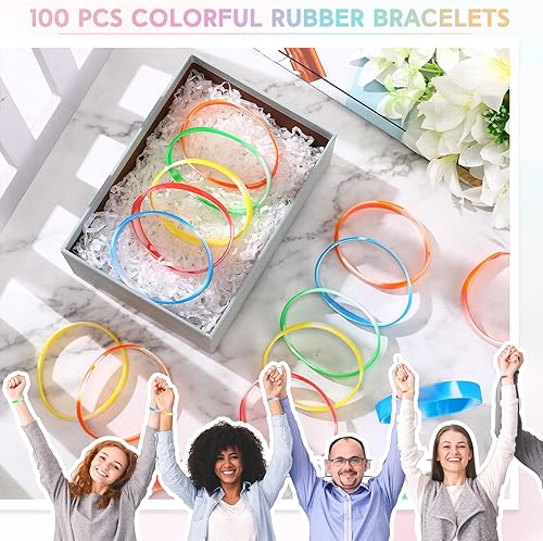 Vista 60 de Liliful 100 pulseras de goma de silicona para mujeres y hombres (verde)