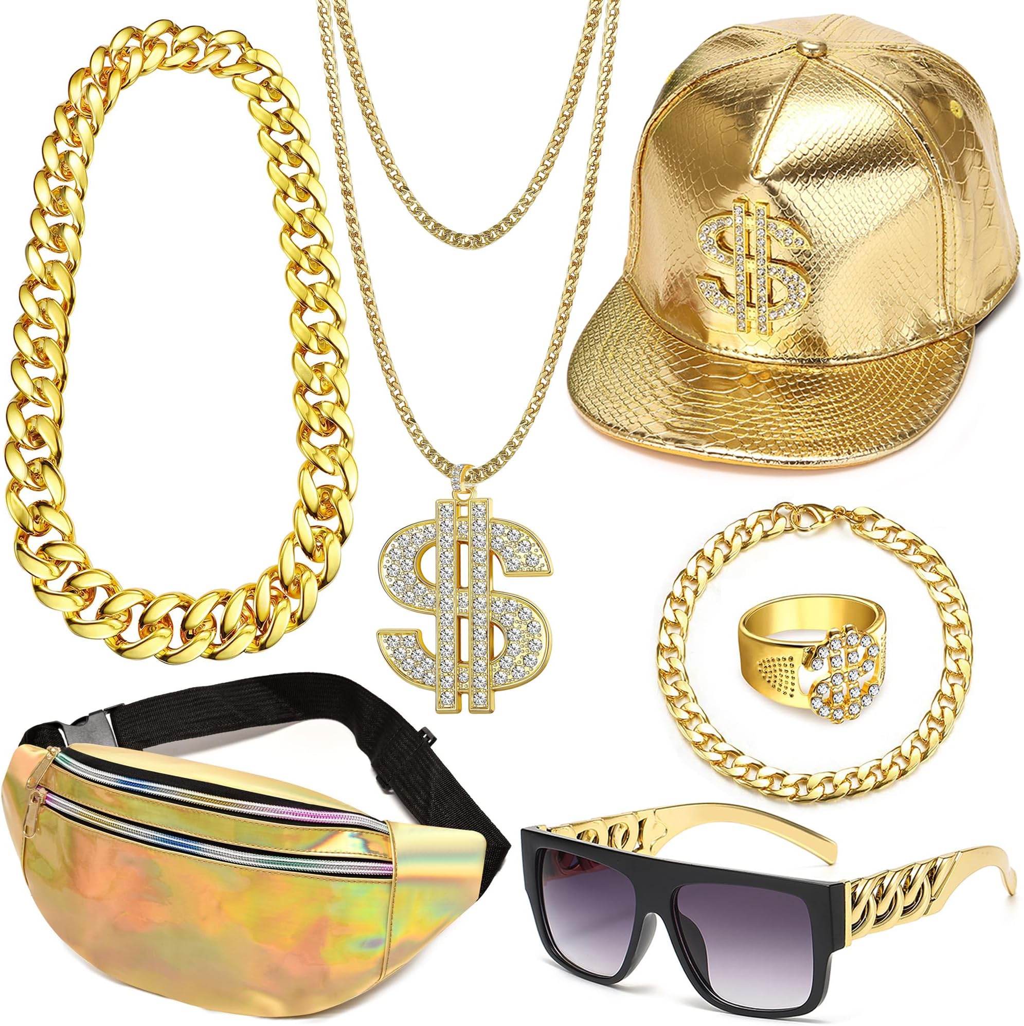 RIOSOHip Hop Costumes 80s 90s Outfits Accessories for Men Women Rapper Costume Halloween Cosplay