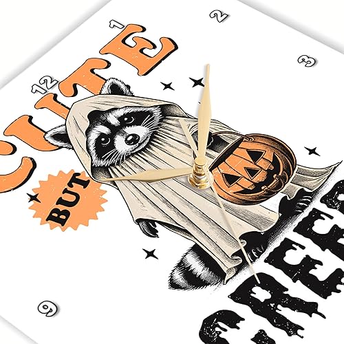 Miniatura 3 de 3dRose, Lindo pero espeluznante adorable mapache en un fantasma disfraz vintage de Halloween, reloj de pared de 10 x 10