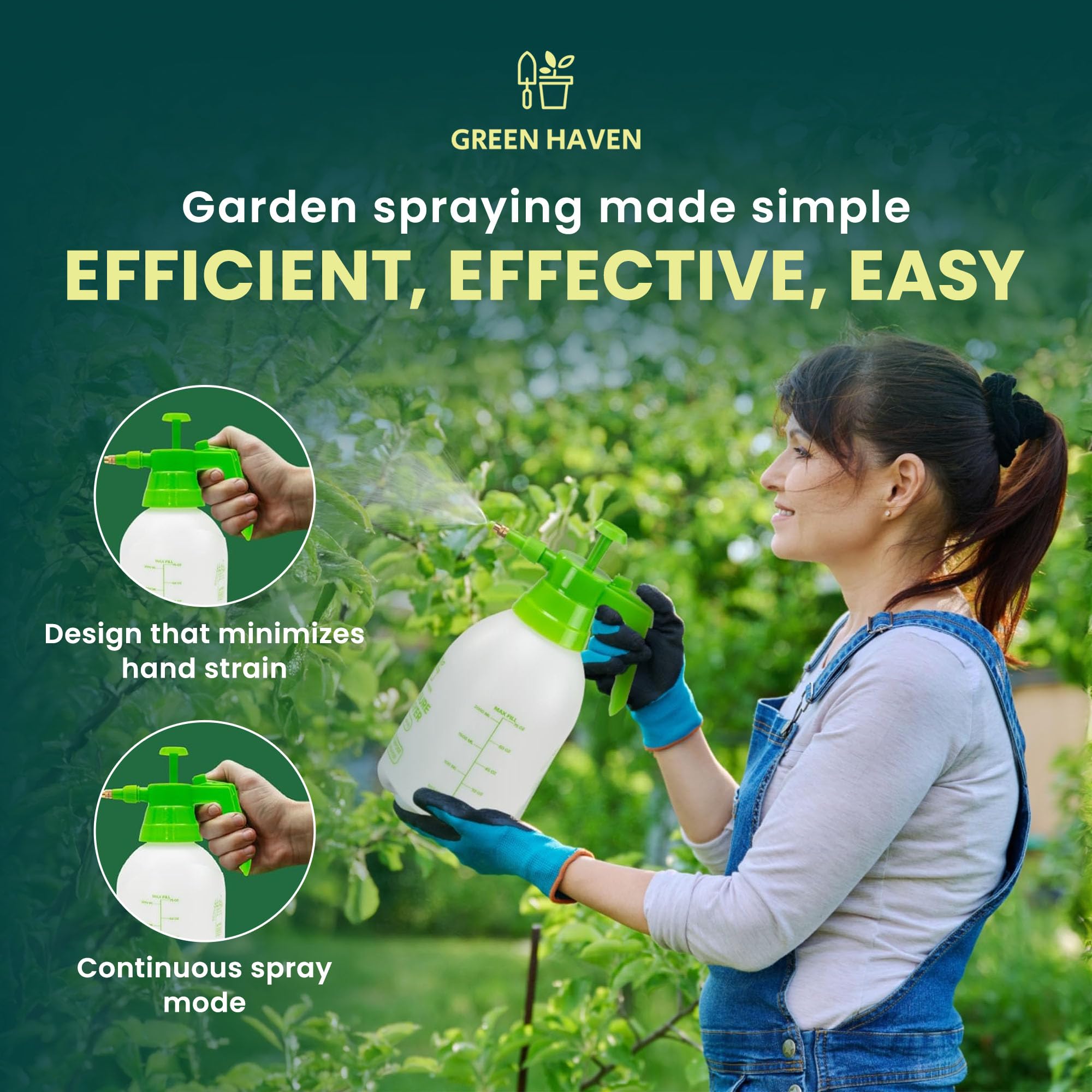 Green Haven 2 Litre Garden Pressure Sprayer – Pump Action Sprayer with Adjustable Nozzle & Carry Strap – Weed Killer, Pesticide & Fertiliser Sprayer — view 7