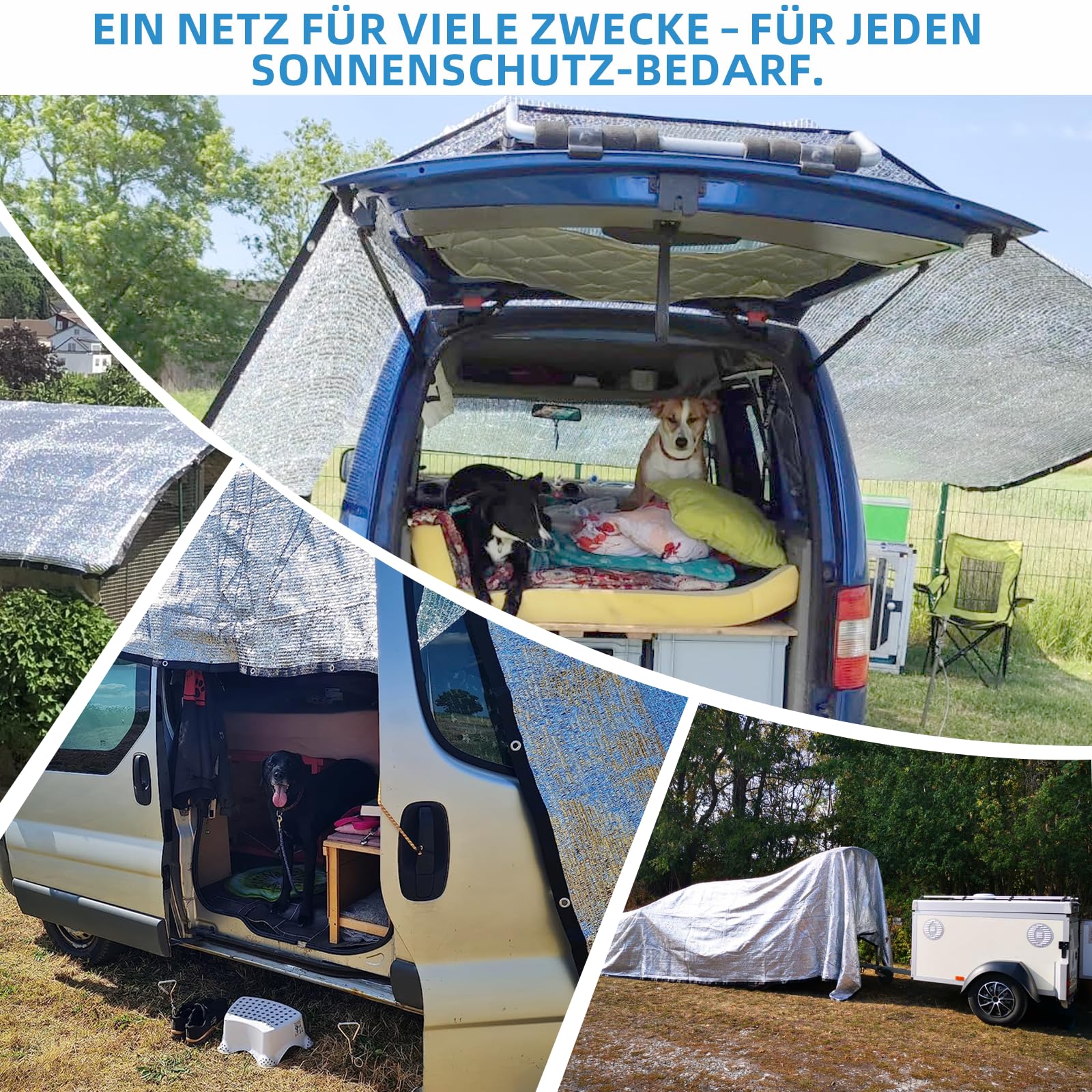 Sonnenschutznetz für Auto und Haustier, wärmeisolierendes Aluminiumfoliennetz,Sonnenschutznetz für Volkswagen T-ROC, Volkswagen Tiguan, Toyota Yaris Cross, BMW X1/iX1 SUVs.(4 * 3m)