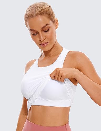 Miniatura 5 de CRZ YOGA Camiseta corta sin mangas de cuello alto acanalada sin costuras para mujer, sujetadores deportivos acolchados con espalda cruzada larga