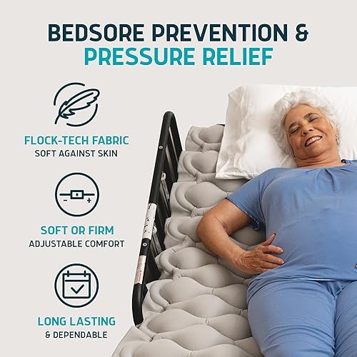 Miniatura 2 de Lunderg Almohadilla de colchón de presión de aire alterna, con tecnología Flock-Tech y modo estático, prevención de llagas en la cama, incluye