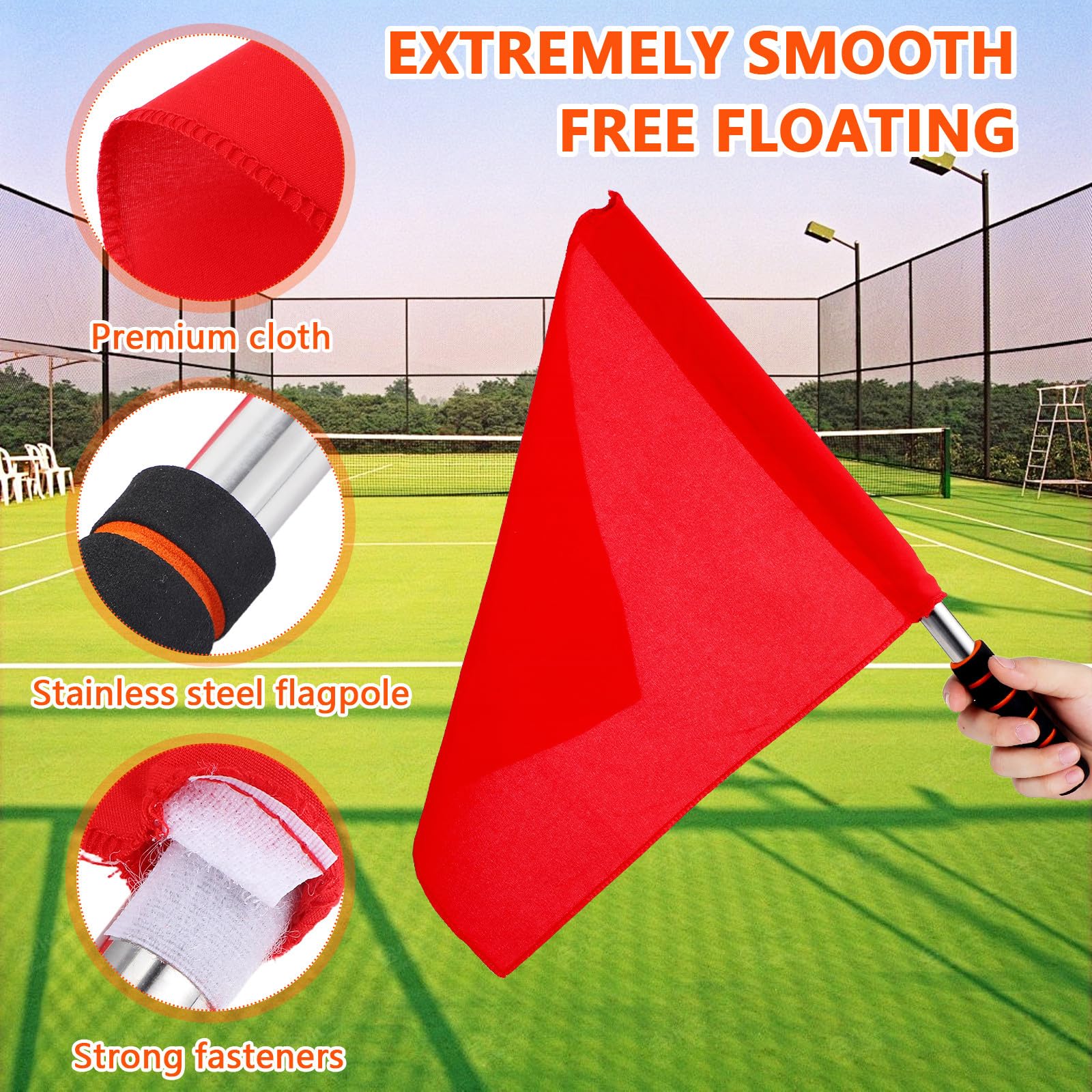 Fomiyes Lot De 4 Drapeaux D'Arbitre Manuels Pour CompéTition Drapeaux De Signalisation À Main En Couleurs Assorties PoignéE AntidéRapante Acier Inoxydable Pour Courses Et ÉVéNements Sportifs 25x25 CM
