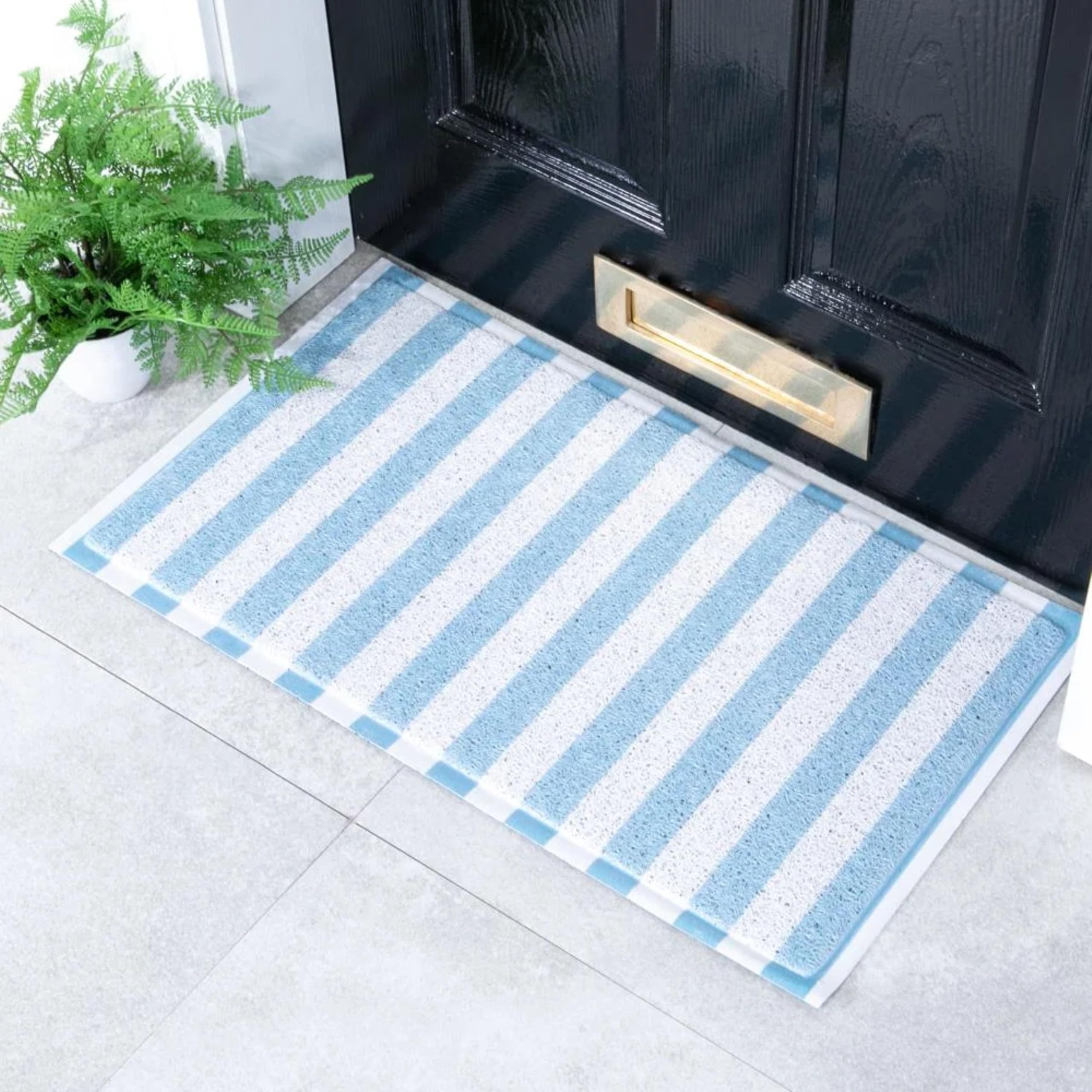 Artsy Mats Blue Striped Pattern Indoor & Outdoor Door Mat - Incredibly & Weatherproof Doormats - Non Slip Mat, (70x40 cm)