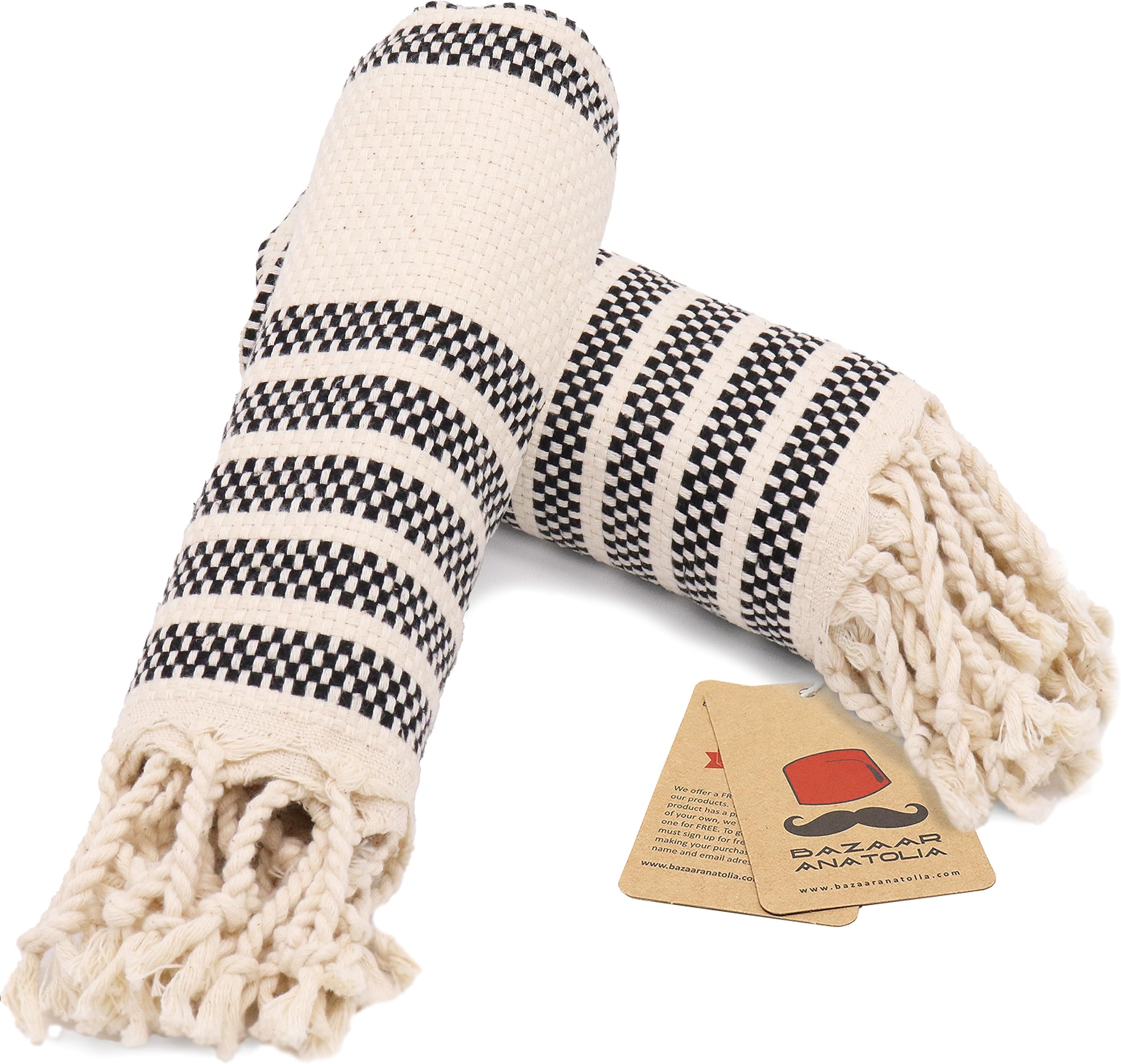 Bazaar Anatolia Turkish Hand Towels Bathroom Kitchen HAS (Black)