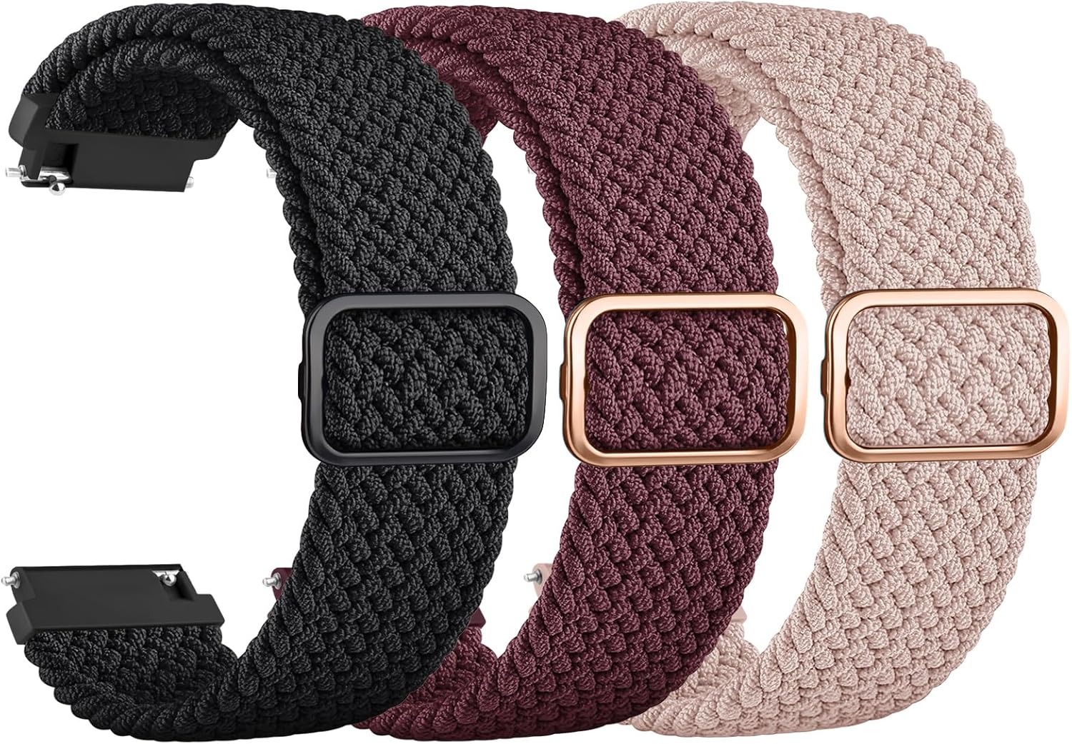 Compatible with 20mm 22mm Watch Bands Quick Release Replacement Wristband, Adjustable Stretchy Braided Bands Replacement Straps for Women Men