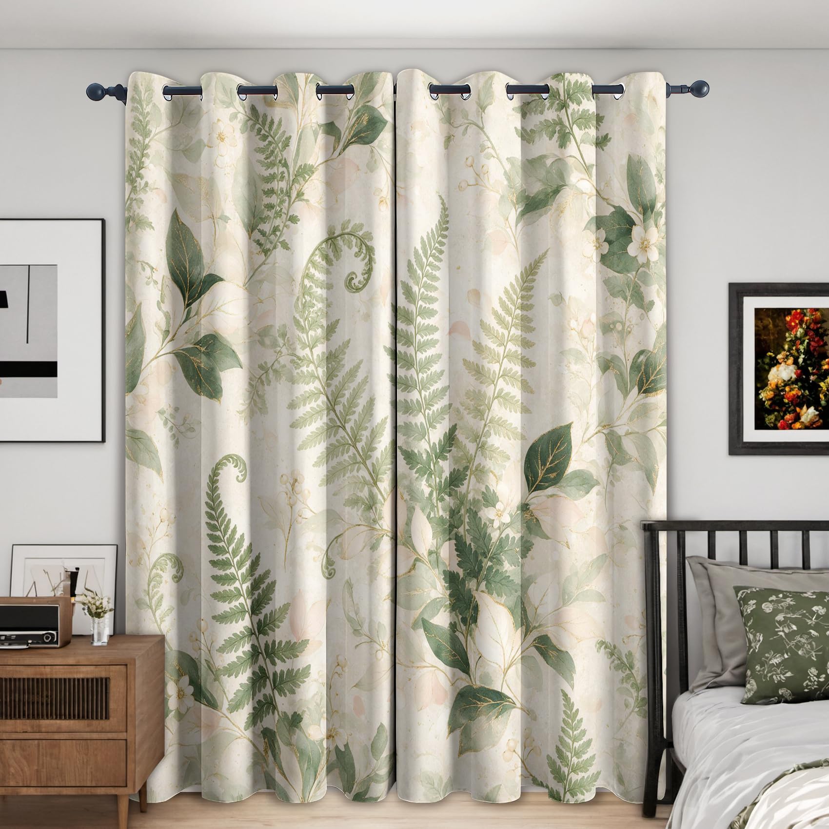 Fern Leaf Blackout Curtains 66x90 Inch 2 Panels — image 1