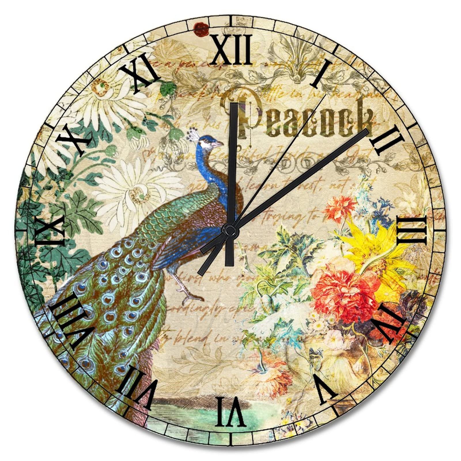 Horloge murale vintage paon pour embellir un mur vide sans travaux