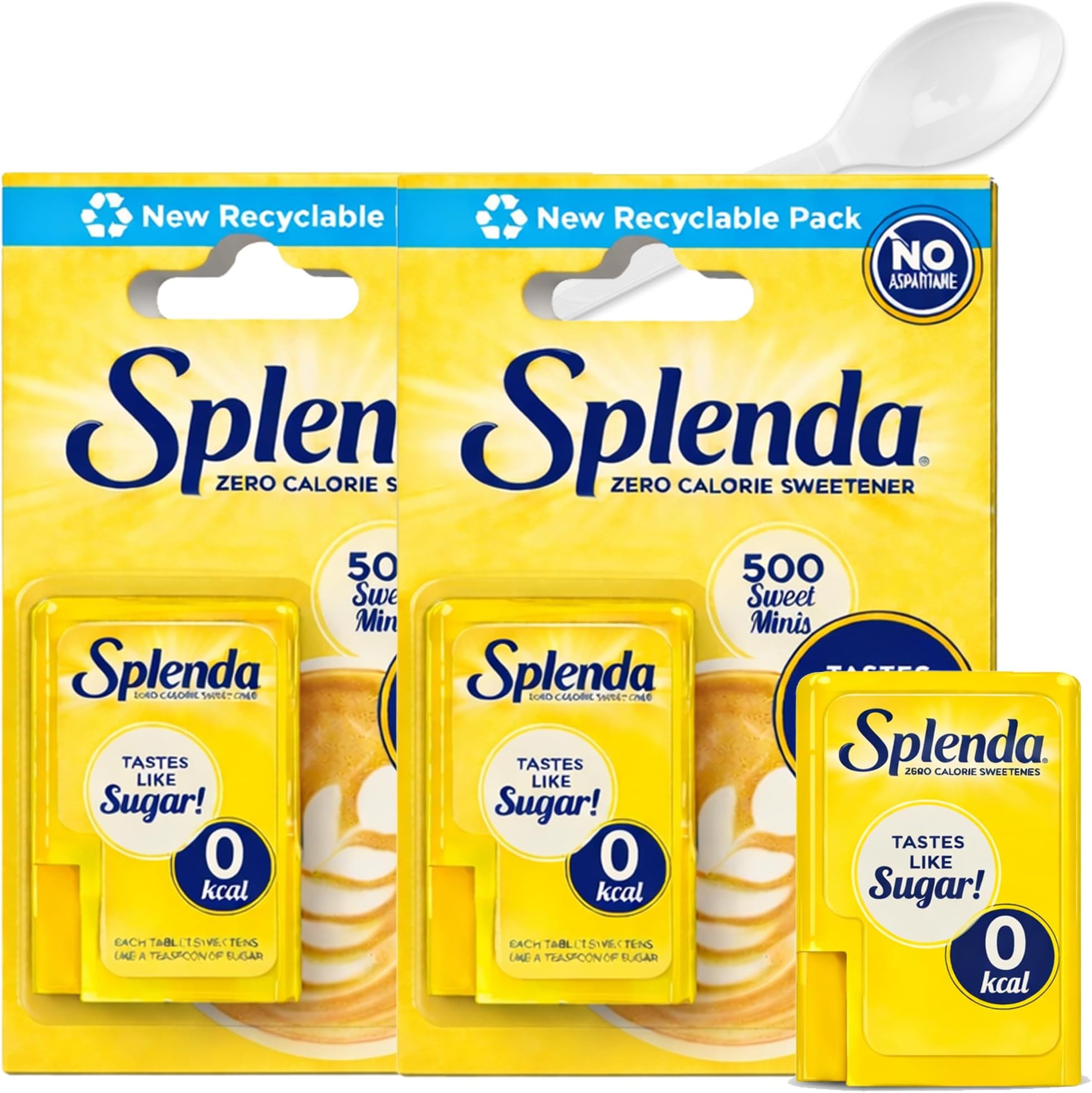 Splenda Sweet Minis Sweetener Tablets | Zero Calorie Sucralose | 1000 Count (2 x 500) | Sugar-Free & Pocket-Sized | Includes Reusable Tea Spoon | Perfect for Tea & Coffee | Sweetener