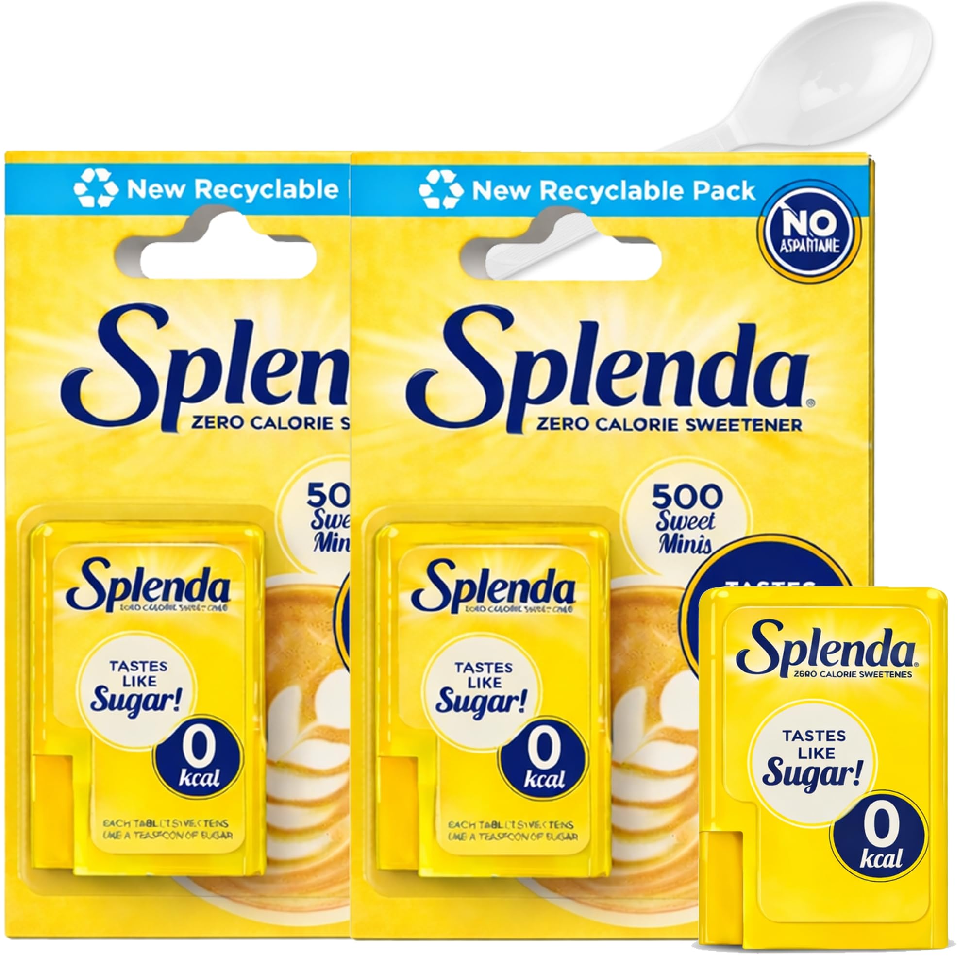 Splenda Sweet Minis Sweetener Tablets | Zero Calorie Sucralose | 1000 Count (2 x 500) | Sugar-Free & Pocket-Sized | Includes Reusable Tea Spoon | Perfect for Tea & Coffee | Sweetener