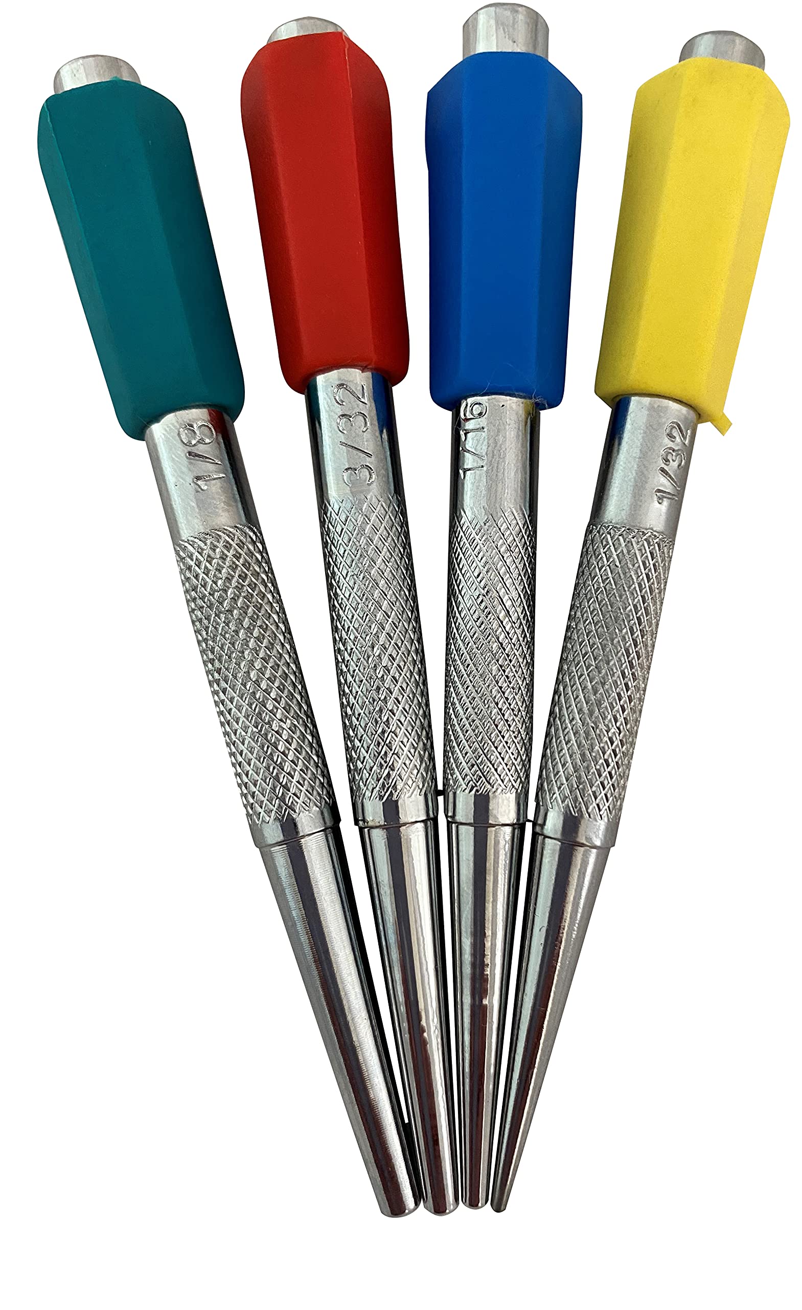 Juego De 3 Punzones Para Clavos OX Pro - Acero Endurecido, Mangos Antideslizantes Y Diseño Hexagonal Estable (0.8 Mm, 1.6 Mm, 2.4 Mm)