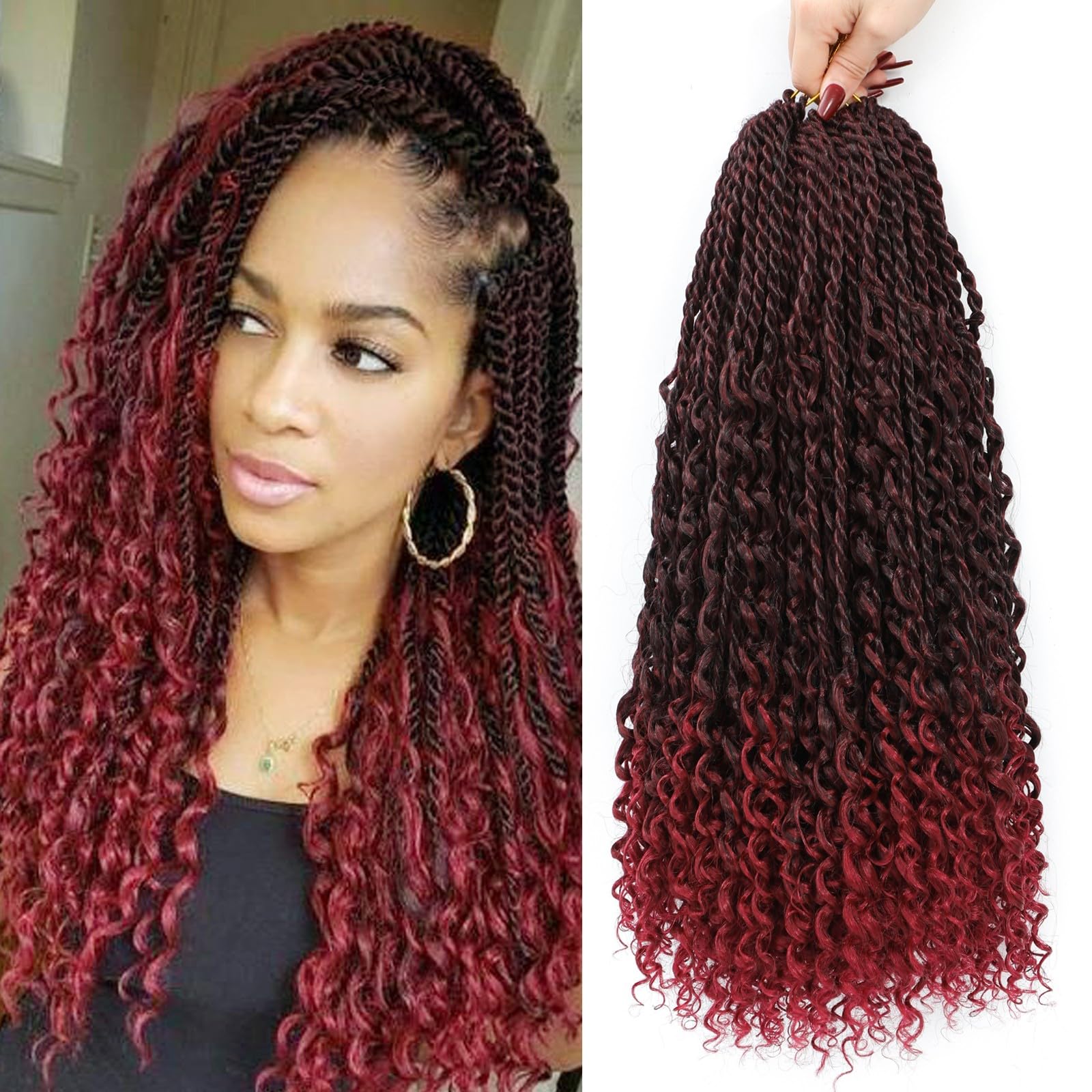 Goddess Twist Braids Crochet Hair With Curly Ends Bohomian Twist Braids Crochet Braids 6 Packs 2X Crochet Braids Synthetic Braiding Hair Extension for