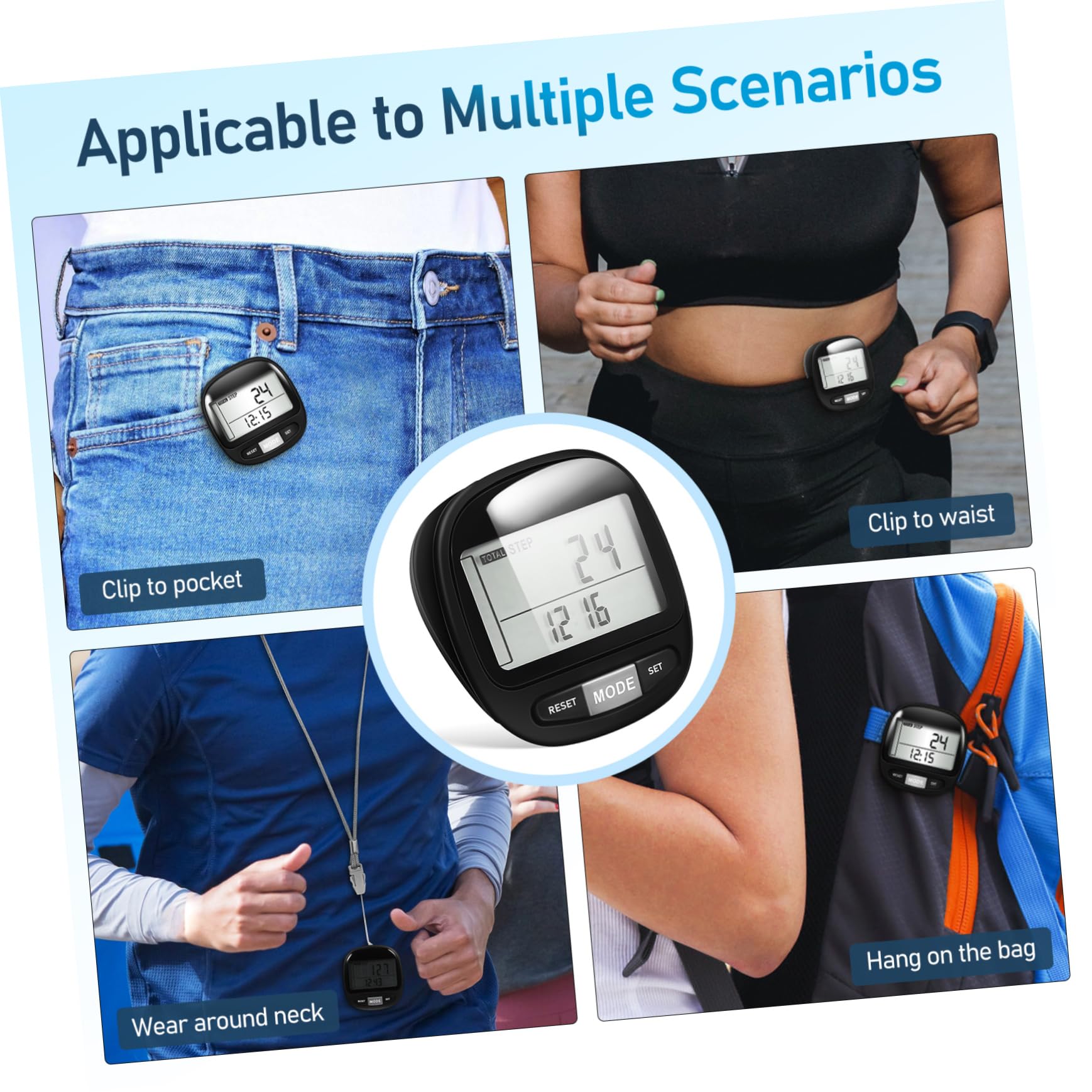 GANAZONO Pedometer Step Counter Rechargeable for Fitness Large Screen Display Portable Easy to Use for Seniors