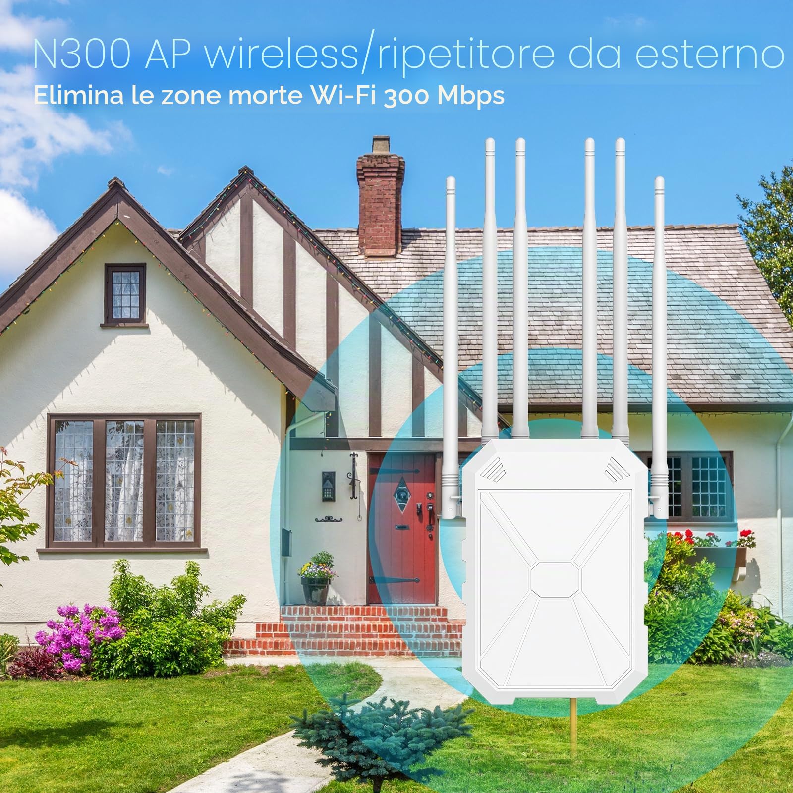 N300 Potente Ripetitore WiFi Esterno, WiFi Extender Eesterno, Resistente Alle Intemperie IP67, Porta Ethernet