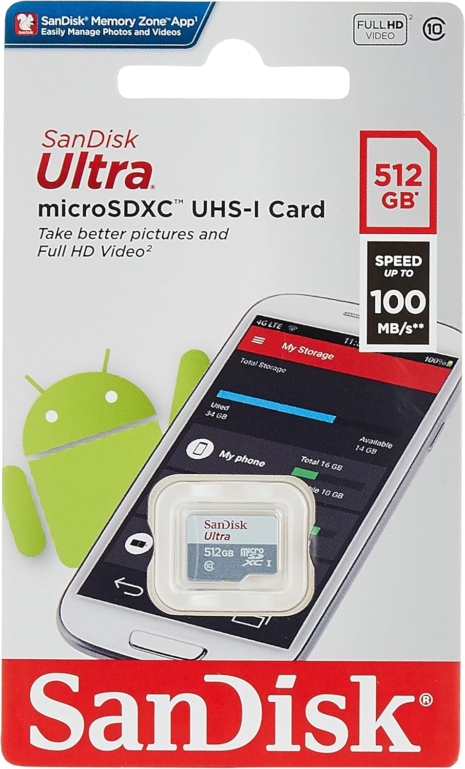 Amazon SanDisk 512GB Ultra microSDXC UHS 1カード 100MB/s グレー SDSQUNR