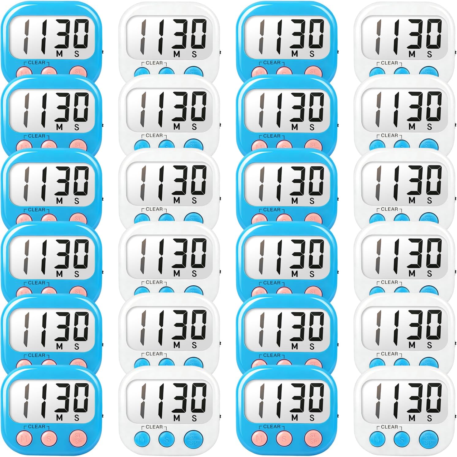 Classroom Timers for Teachers Kids Large Magnetic Digital Timer 24 Pack-Blue White