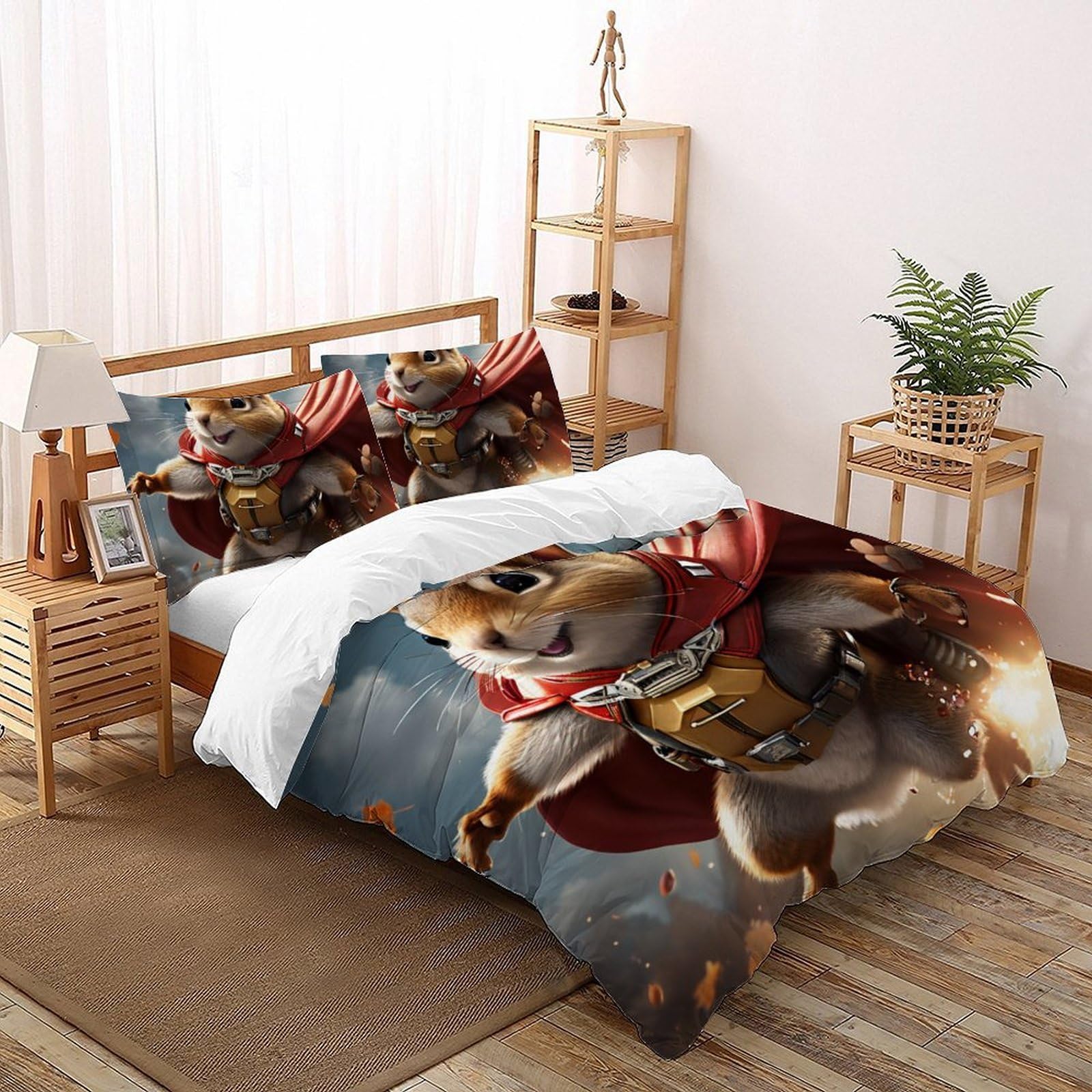 Housse de couette 3D enfants hamster 260x220 cm douce fermeture éclair 3 pièces