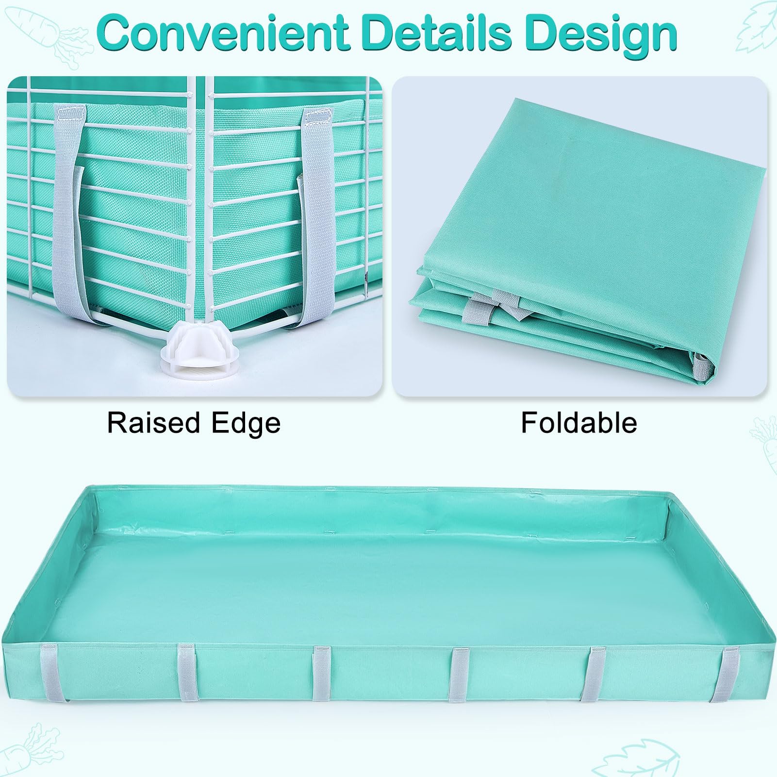 Hedgeink Guinea Pig Cage Liner with Velcro Waterproof Rabbit Bedding with Tarp Bottom Cage Liner for Hamster Suitable for C&C Grids Cage - Image 4