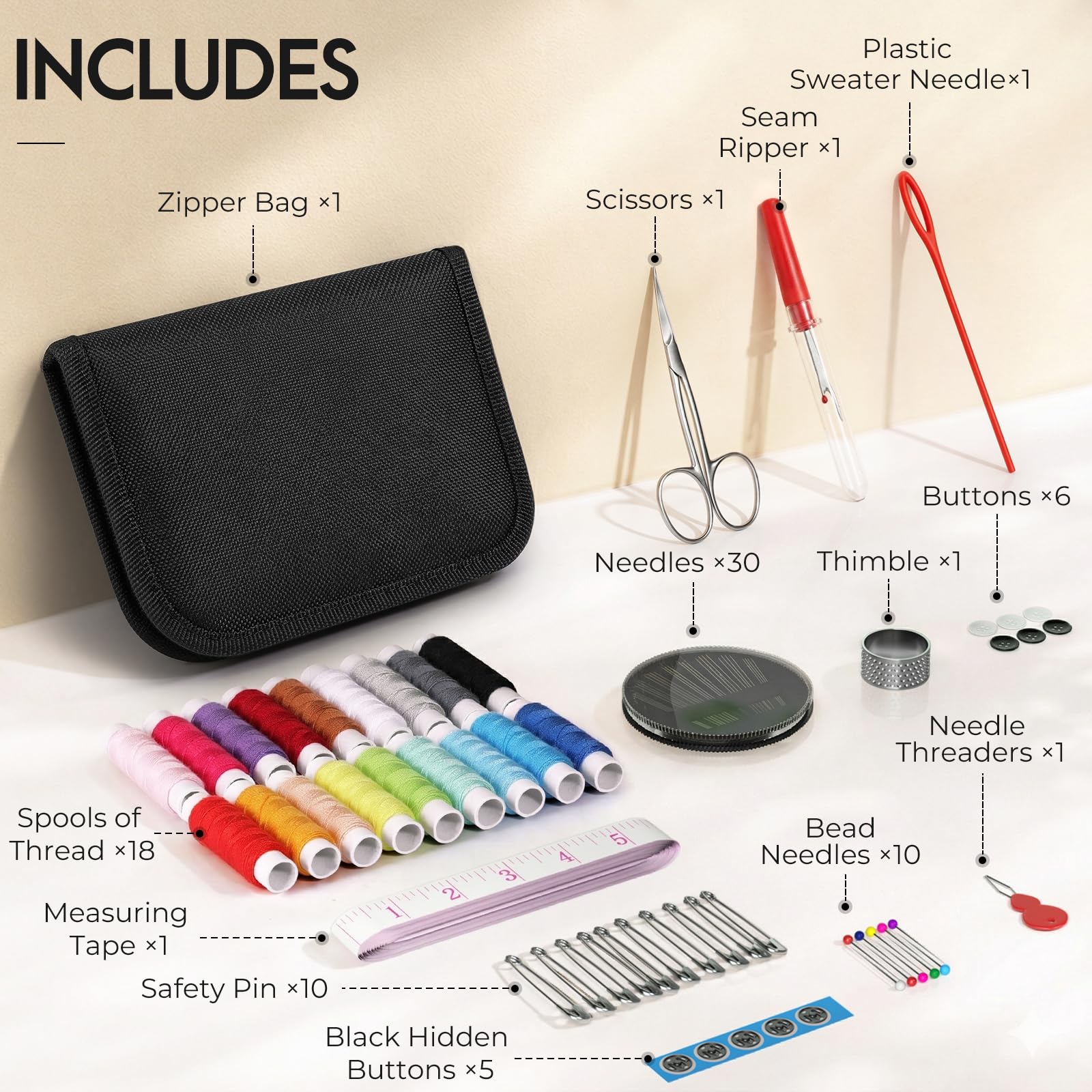 Coquimbo Kit de costura para adultos, principiantes, niños, viajeros, reparación de emergencia, bricolaje en casa, mini suministros de costura portátiles accesorios con hilo, aguja, tijeras, cinta
