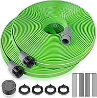 LAVEVE 100FT Sprinkler Soaker Hose Kit (2x50FT) with Stakes - Heavy Duty Garden Lawn Irrigation Drip Tubing