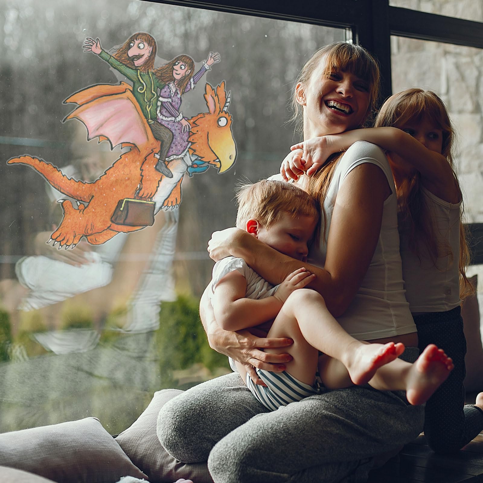Stickerscape The Flying Doctors - Large Zog Window Sticker (The Flying Doctors - Large) | Gruffalo And Friends Window Stickers, Gruffalo Window Stickers, Child’s Bedroom Window Decor| Easy To Apply, Cleanly Removable