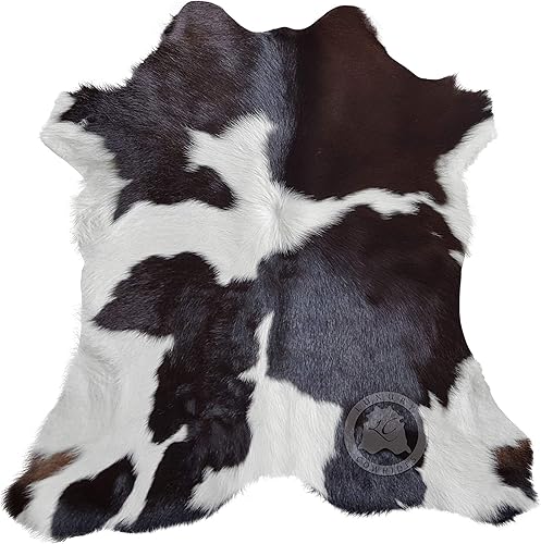 Miniatura 8 de Sunshine Cowhides Alfombra de piel de vacuno marrón y blanca con piel de vaca, 3 x 3 pies