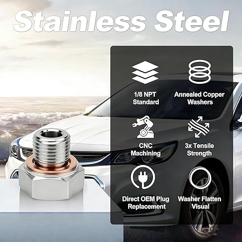 Miniatura 4 de Ls Swap Adaptador de sensor de presión de aceite M16 1.5 a 1/8 NPT accesorios de tubería de rosca para todos los motores de la serie GM LS LS1 LSX