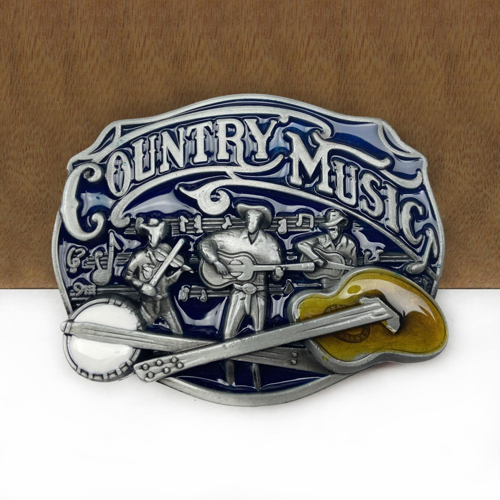 Lpok Unisex Default Feature Retro Zinc Alloy Country Music Guitar Belt Buckle Western Jeans Gift Belt Buckle-,A