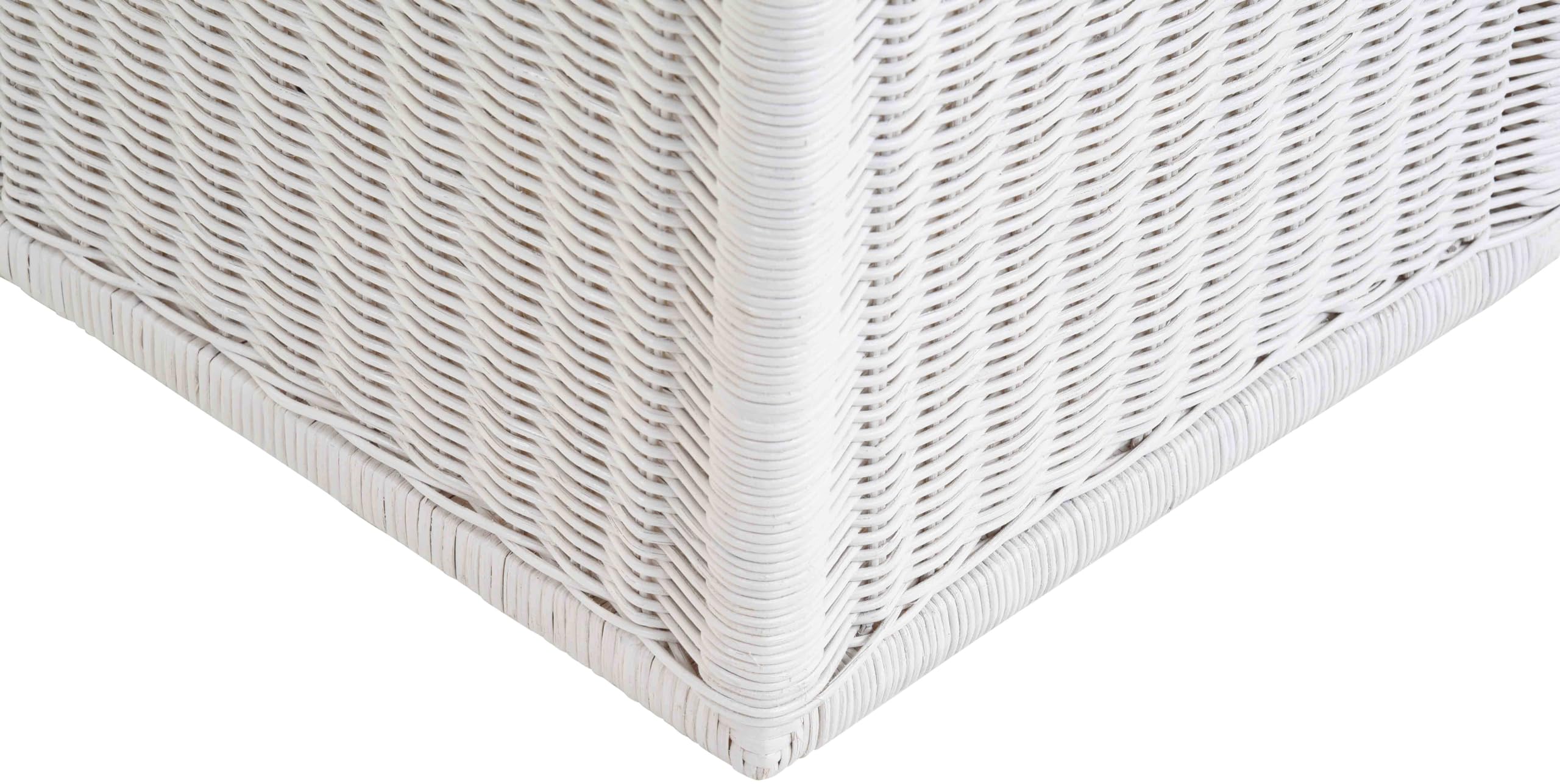 Kosz outlet zestaw / 2 koszyki regałowe, białe, ok. 36 x 36 x 36 cm, z drewnianą ramą, rattan, do przechowywania, kosz do szafy, uchwyt