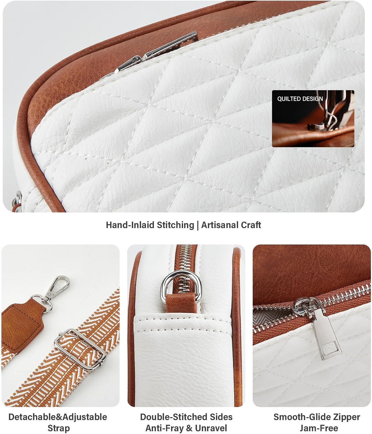 Quilted Crossbody Bag for Women Shoulder Purse Vegan Leather Trendy Small Hobo Bags With 2 Adjustable Straps