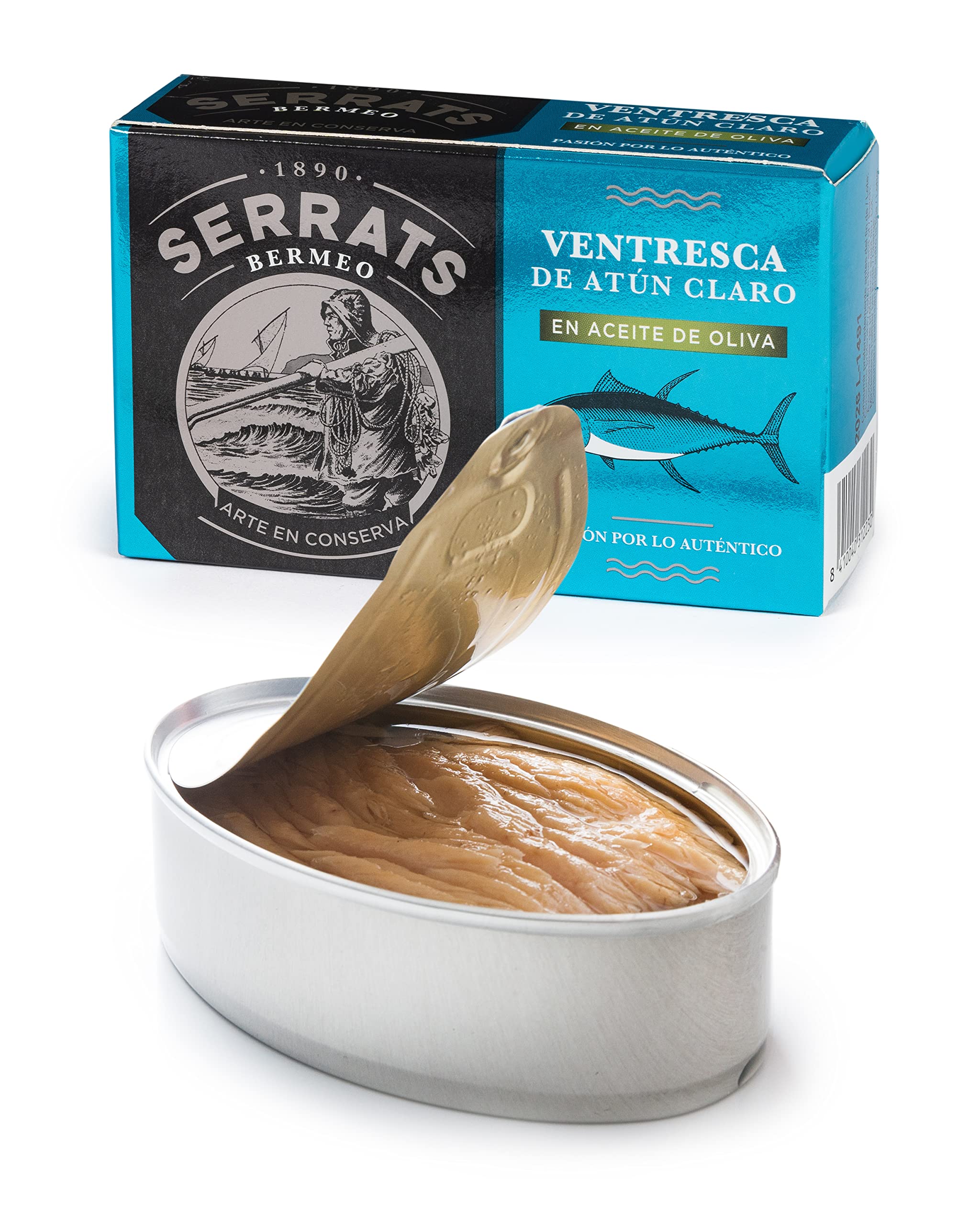 CONSERVAS SERRATS - Ventresca de Atún Claro en Aceite de Oliva Premium - 12 Latas x 115g (Total: 1380g) - La Parte Más Jugosa y Sabrosa del Atún - Elaboración Artesanal
