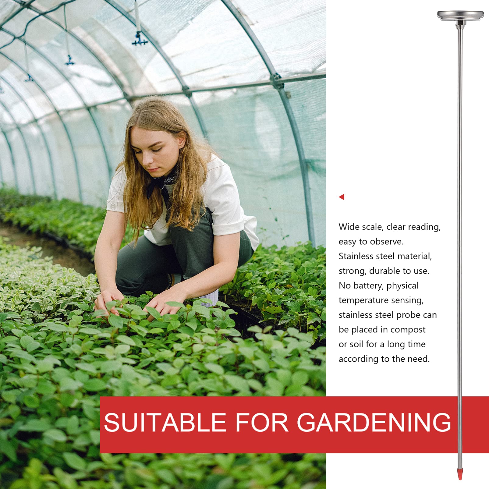 Kisangel 3stücke Edelstahl Boden Thermometer Mit Langer Sonde Temperaturmesser Für Kompost Und Erde - Batteriefrei Langlebig Und Einfach Zu Reinigen Für Garten Und Landwirtschaft