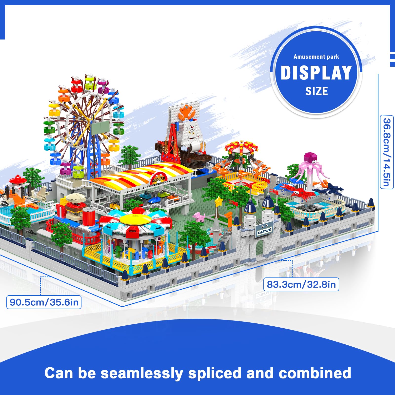 Mould King 11022 Vergnügungspark Bauspielzeug Elektrisch Freizeitpark Klemmbausteine MOC Karneval Bausatz Bausteine Kompatibel mit Andere Marke(5220 Teile)