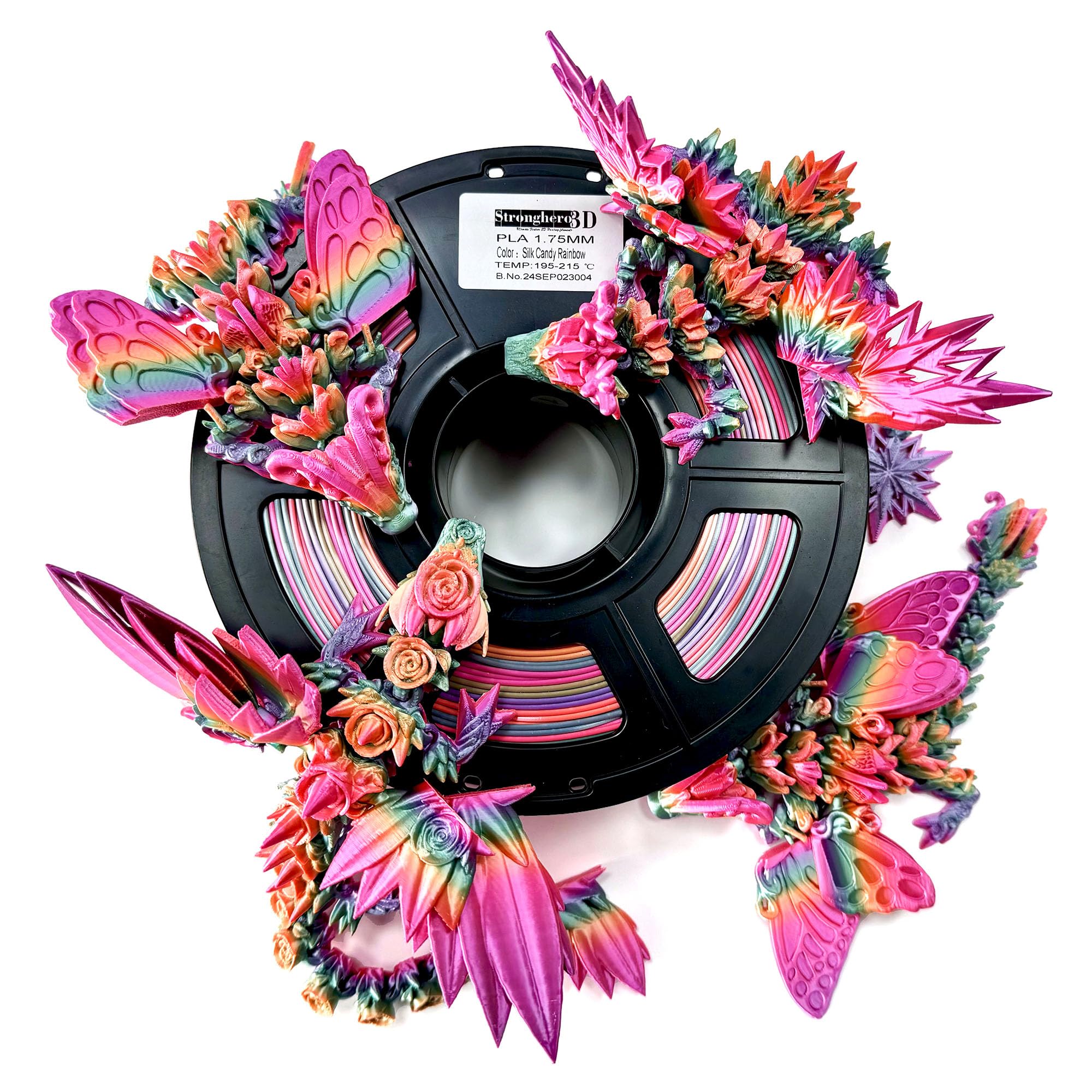 Stronghero3D PLA 3D Printer Filament 1.75mm,Candy Silk Rainbow,Multi Color,Net Weight 1kg(2.2lbs) Accuracy +/-0.05mm