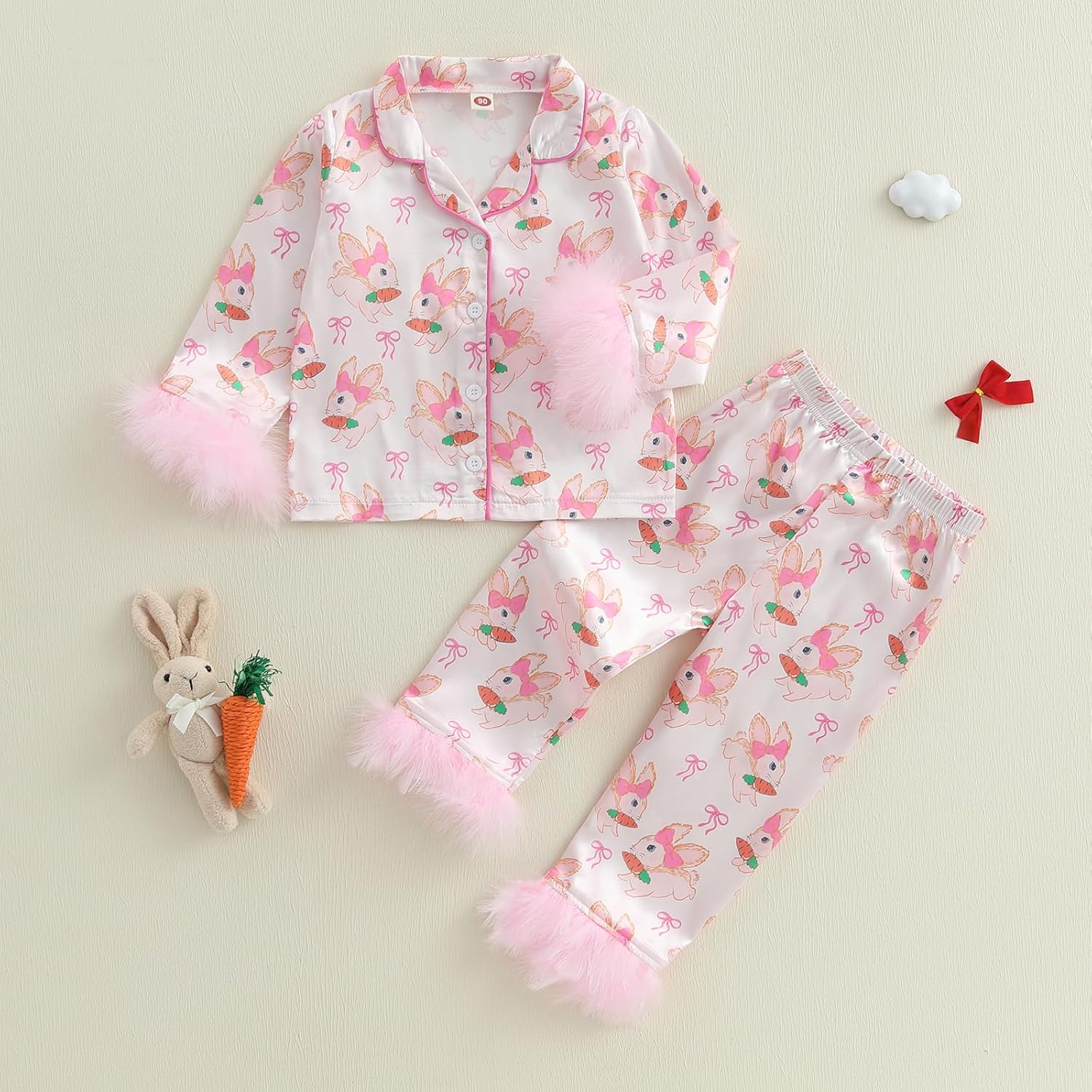 Toddler Baby Girl Boy Silk Satin Pajamas Set Button Down Pjs Kids Long Sleeve Shirt Pants Christmas Pjs Sleepwear - Image 3