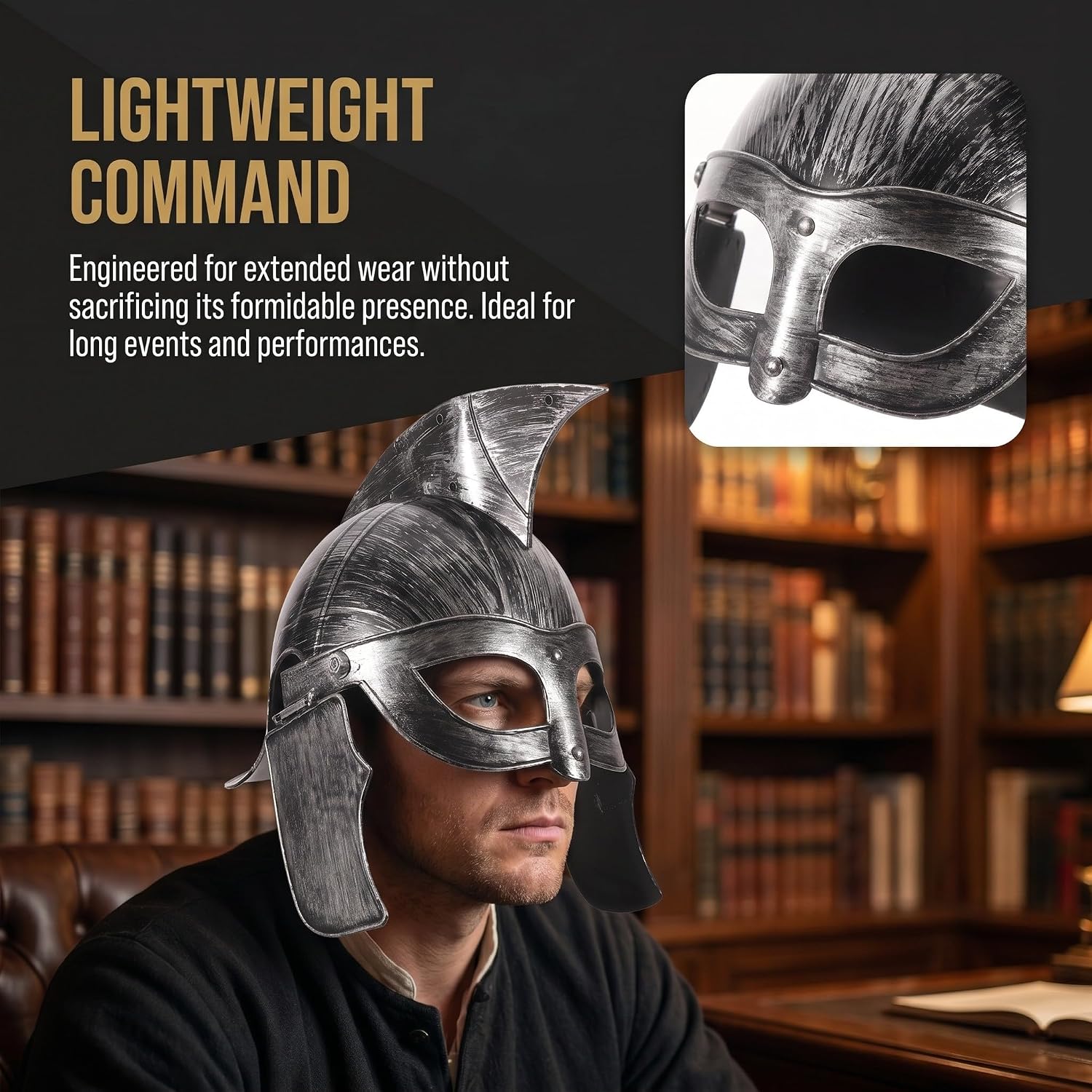 Operitacx Greek Costume Helmet: Ancient Roman General/Soldier/Warrior Headwear - Silver Knight Cosplay Helmet - Masquerade Party Fancy Dress Accessory Hat