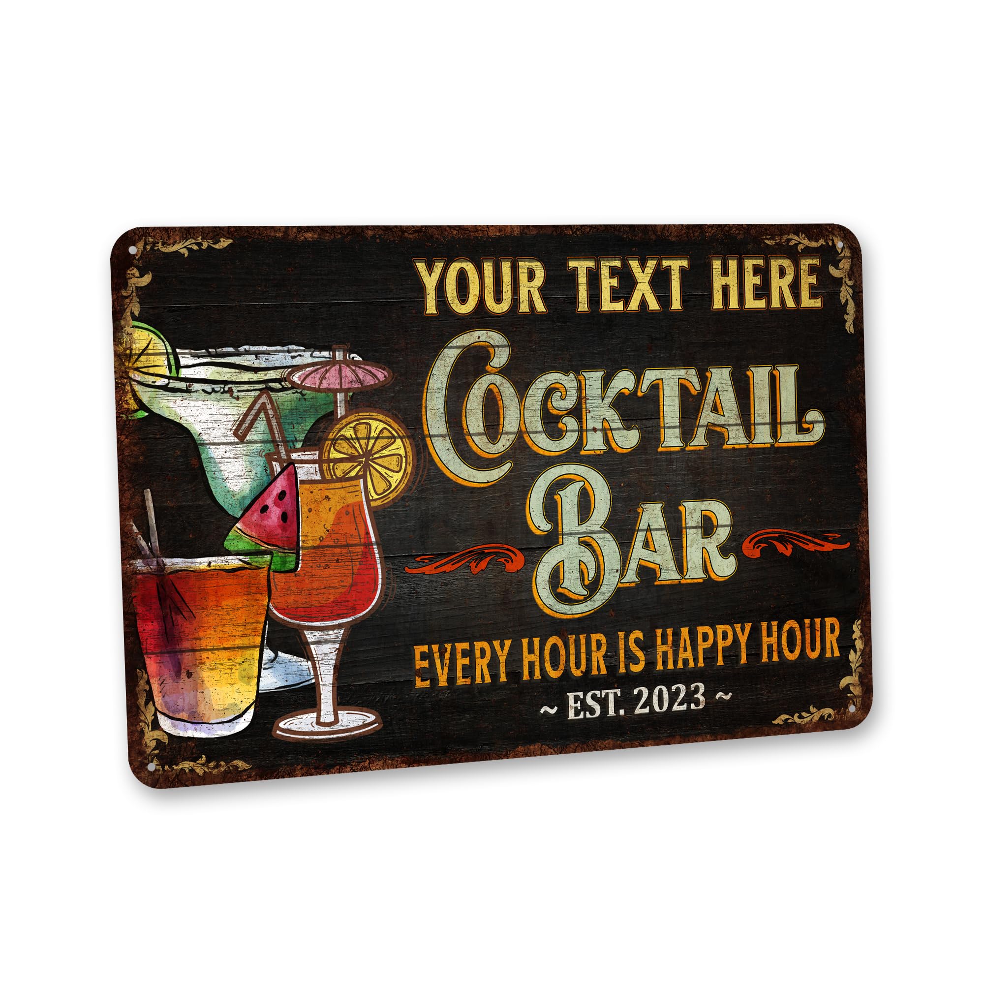 Custom Cocktail Bar Sign Décor For Home Bar - Made In USA - Cocktail Bar Wall Art Custom Sign Personalized Gift For Him Metal Signs 108122002203