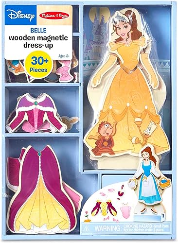 Miniatura 6 de Melissa & Doug Disney Belle - Juego de muñecas magnéticas de madera para disfrazarse (más de 30 piezas)