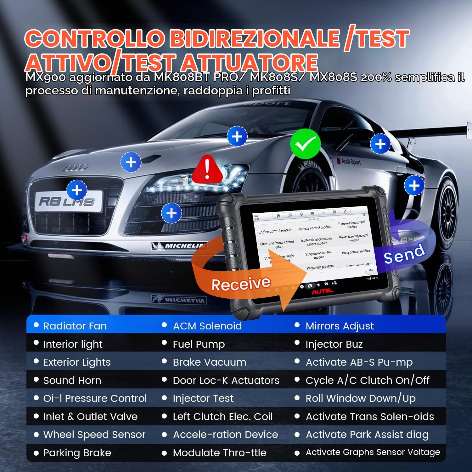 Autel MaxiCheck MX900 Diagnosi Auto, 2026 Scanner Bidirezionale con 3000+ Test Attivi, DoIP&CANFD, 40+ Servizi, Diagnosi Tutti Sistem, 11OS, Funziona Come MK900 MK900BT, Fino a MK808BT MK808S MX808S