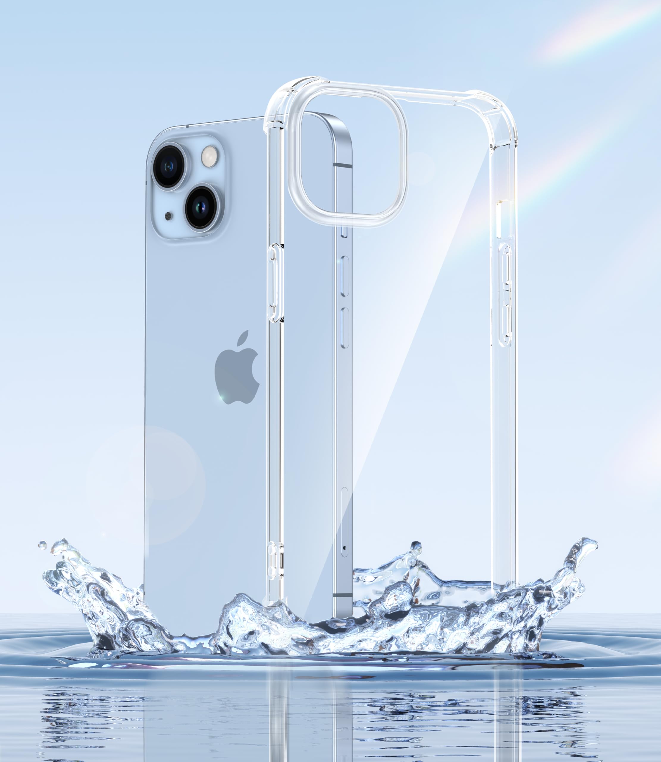 FLLAO 4 in 1 Cover per iPhone 14 Custodia con 2 Pellicola Vetro Temperato e 1 Fotocamera Protettiva, [Cuscino d'aria integrato] Antiurto Antigraffio Morbido TPU Bumper Protection Cover iPhone 14