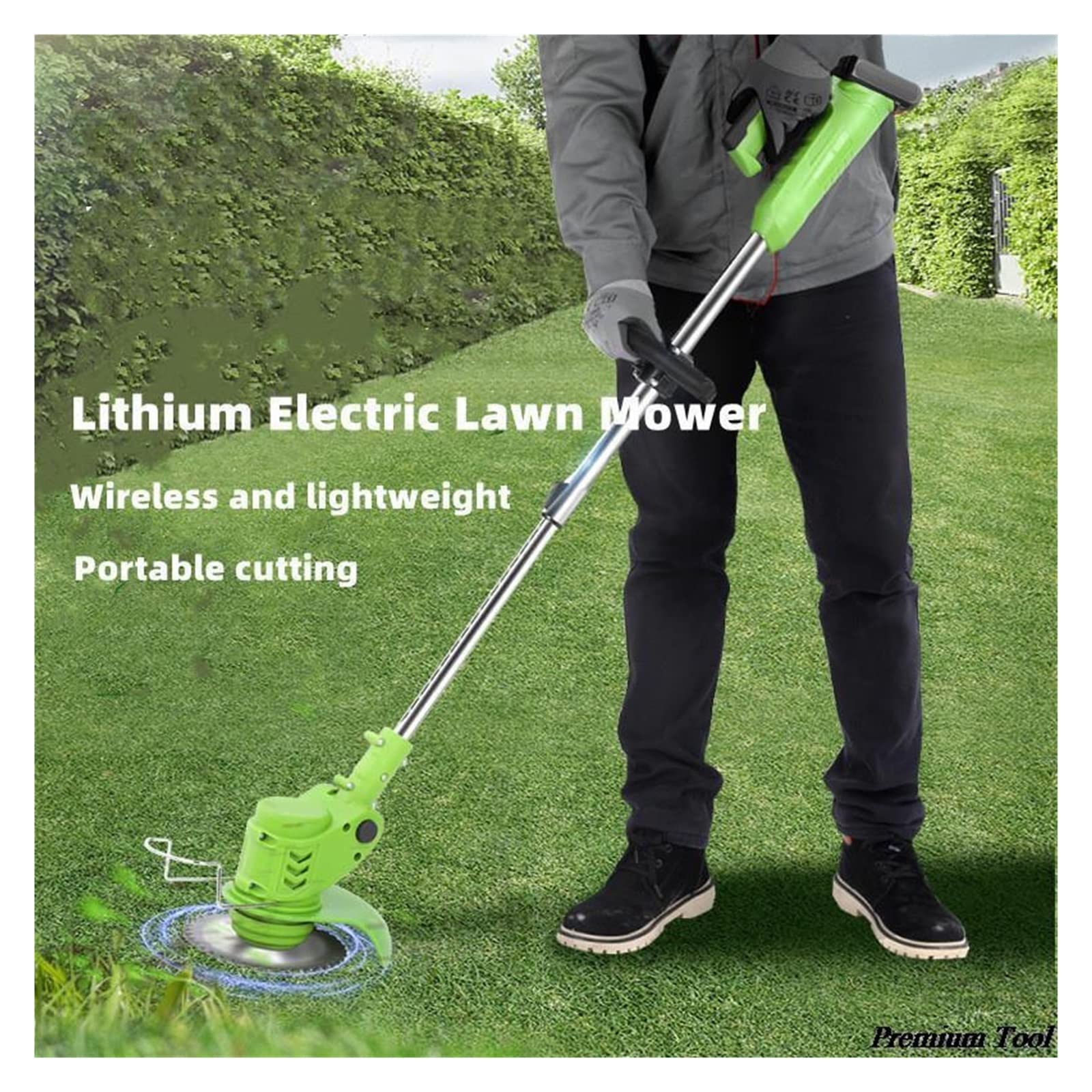 12V kosiarka do trawy bezprzewodowa elektryczna przycinarka do trawy litowa elektryczna kosiarka do trawy chwasty moc Weeder przycinanie ogrodu pielenie artefakt(12v green Type B)