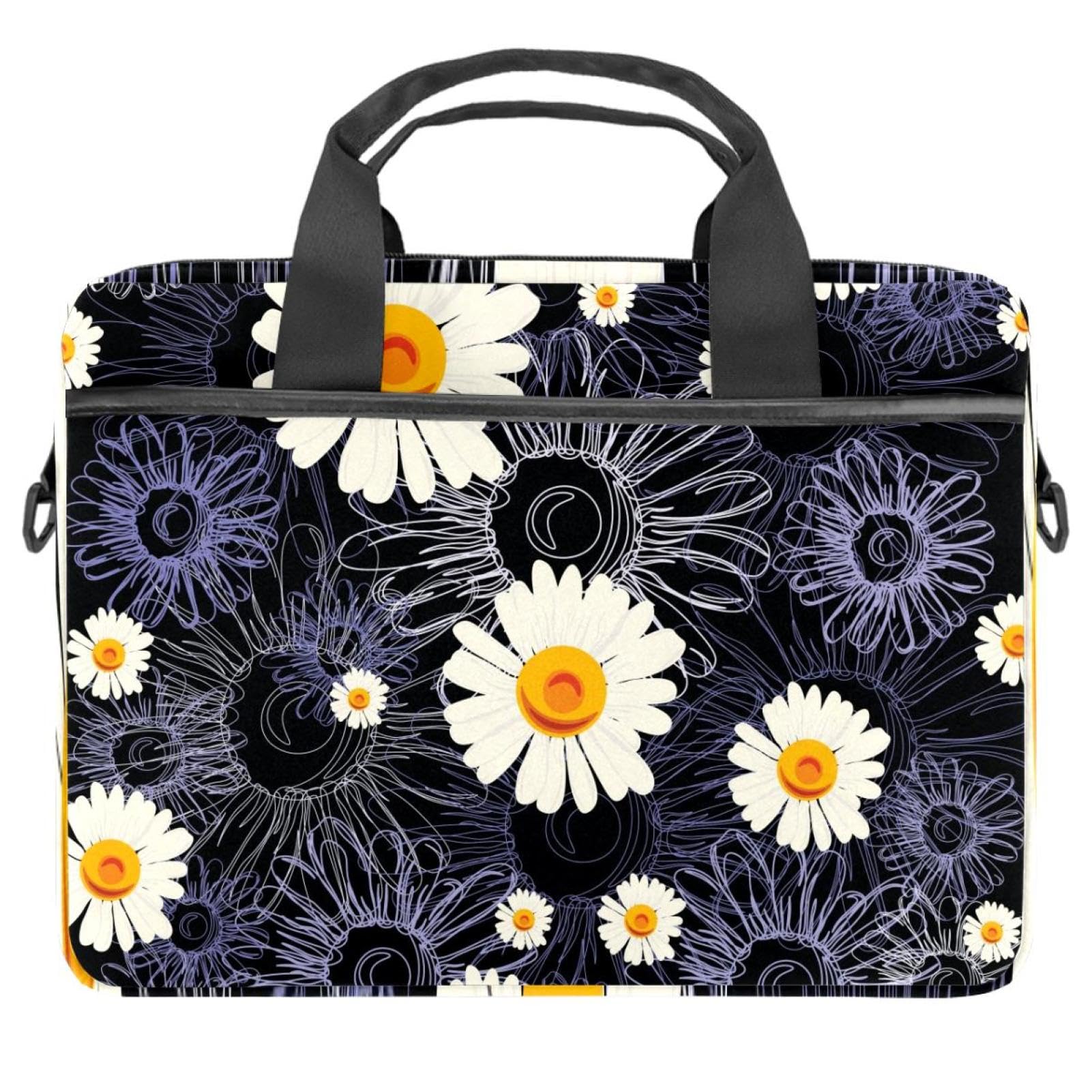 Maletín bandolera con estampado de flores de manzanilla para laptop 13 y 14 pulgadas 8