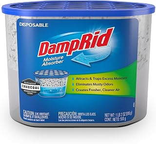 DampRid Disposable Moisture Absorber with Activated Charcoal, 18 oz., 3 Pack, Fragrance Free, Moisture Absorber & Odor Remover, Lasts Up To 60 Days, No Electricity Required