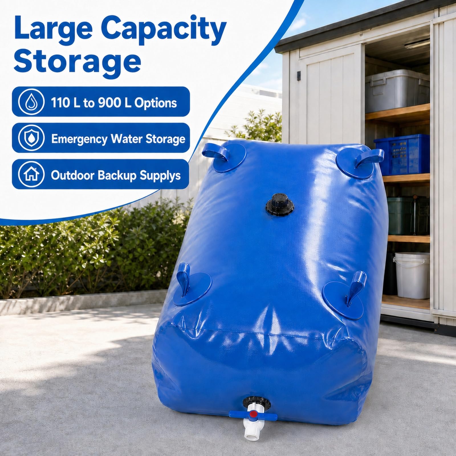 DepóSito De Agua Plegable,Vejiga De Almacenamiento De Agua PVC,Vejiga del Almacenamiento De Agua con VáLvula,Deposito Agua Flexible Gran Capacidad,Resistente Fugas,para Riego AgríCola