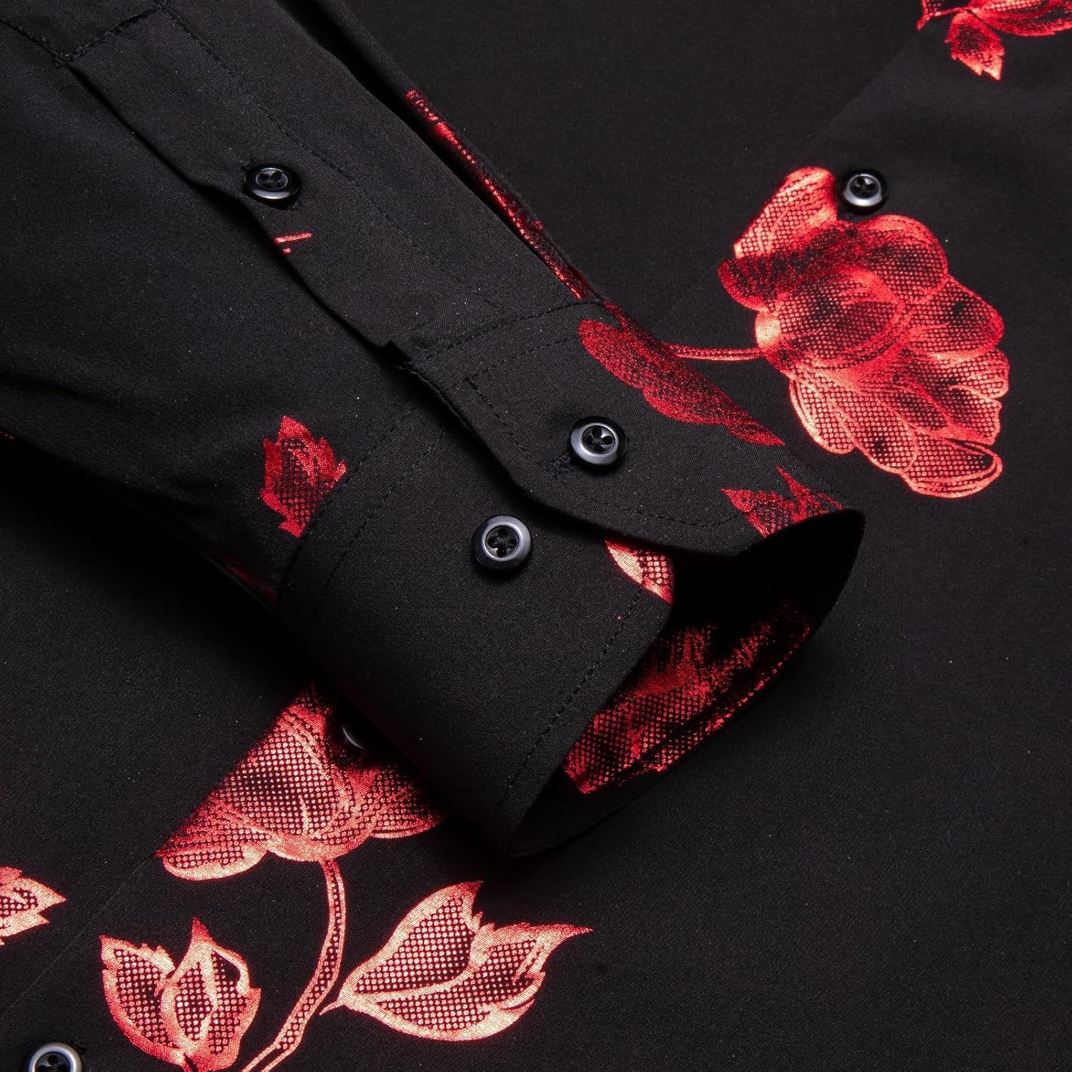 Hi-Tie Mens Hipstar Luxrury Paisley Floral 3D Printed Dress Shirts Shiny Long Sleeve Button Down Party Disco Nightclub Shirt - Image 2