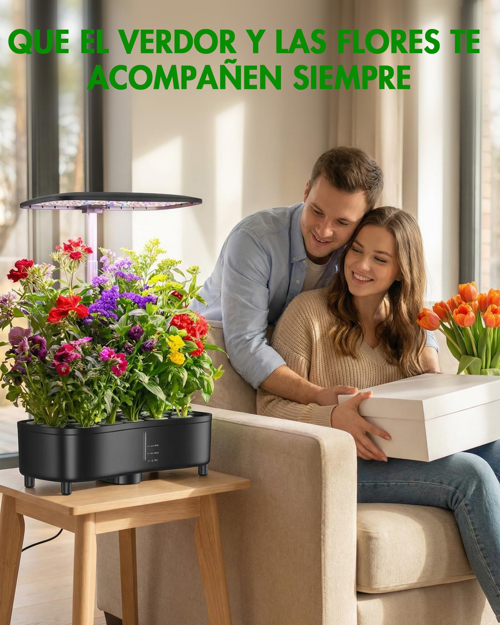 Sistema Hidropónico 15 Huecos, Huerto Interior Inteligente con LED | Cultiva hierbas y lechugas frescas todo el año. Sin tierra, fácil de usar, favorece crecimiento sano y raíces fuertes en casa