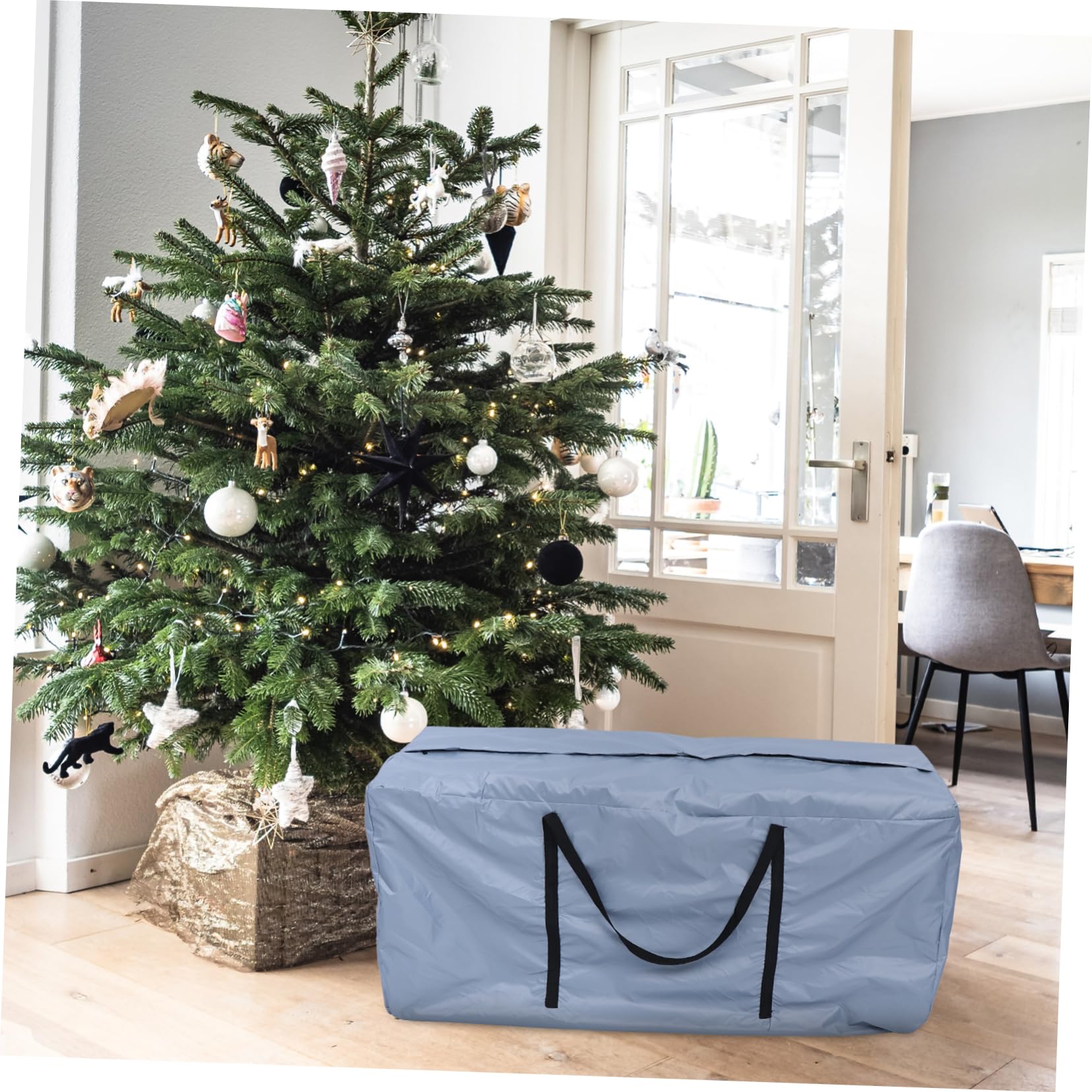 LABRIMP Contenitore per Albero di Natale Borsa Cerniera per Mobili da Esterno Sacca Portaoggetti per Regali per Feste Resistente e Facile da Trasportare
