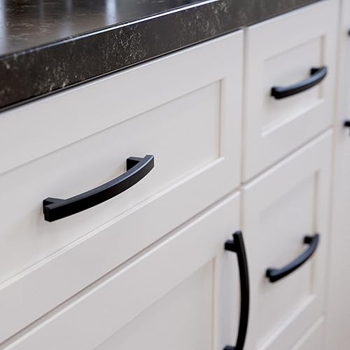 Miniatura 3 de Franklin Brass (Paquete de 10) Manijas de gabinete color negro mate, centro de agujero de 5-116 pulgadas, tiradores para cajones, puerta de