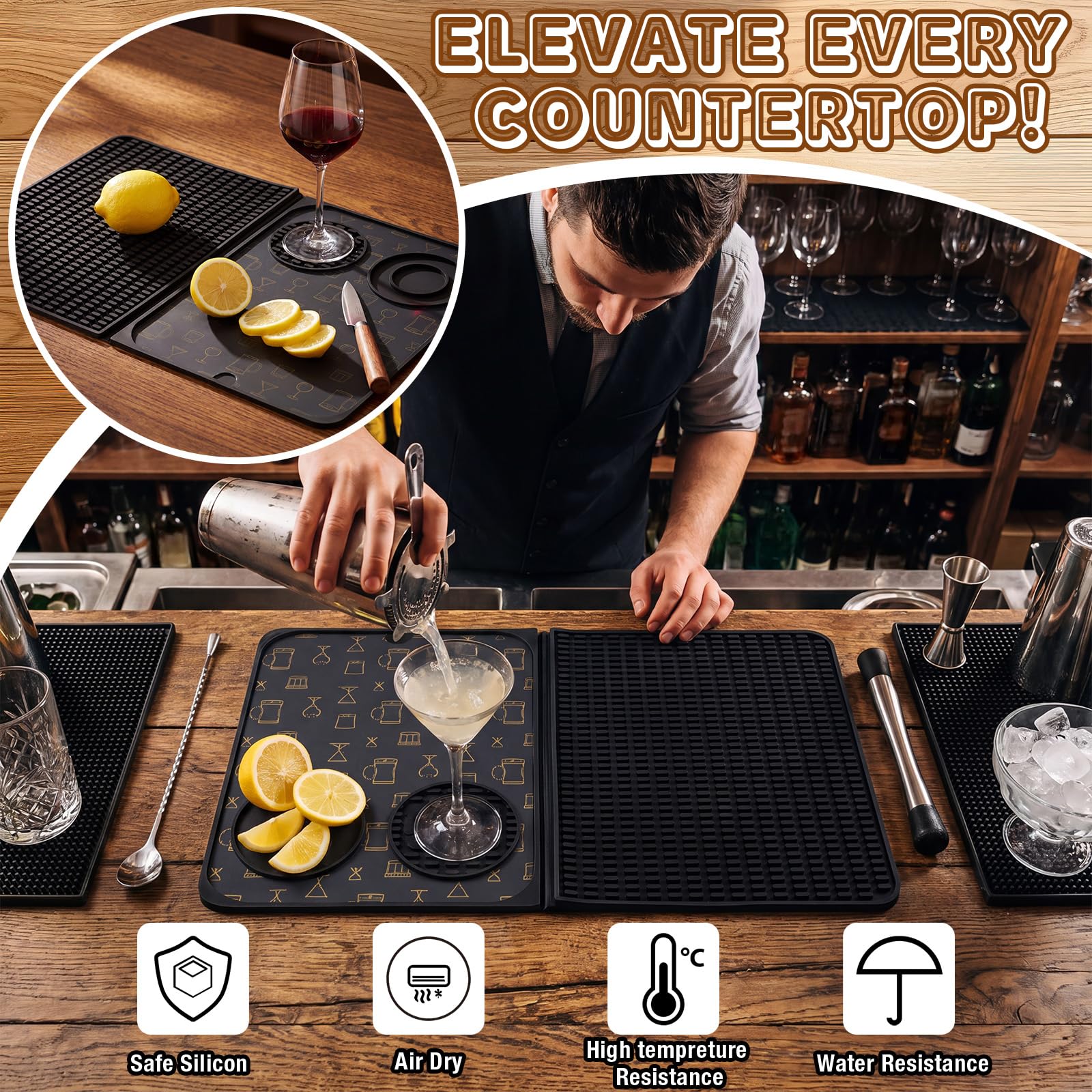 Didaey Bar Accessories - Bandeja de decoración con tapa, 12 vertedores de botellas de acero inoxidable, 3 pinzas para servir, 500 pajitas de cóctel, suministros de barman para barman